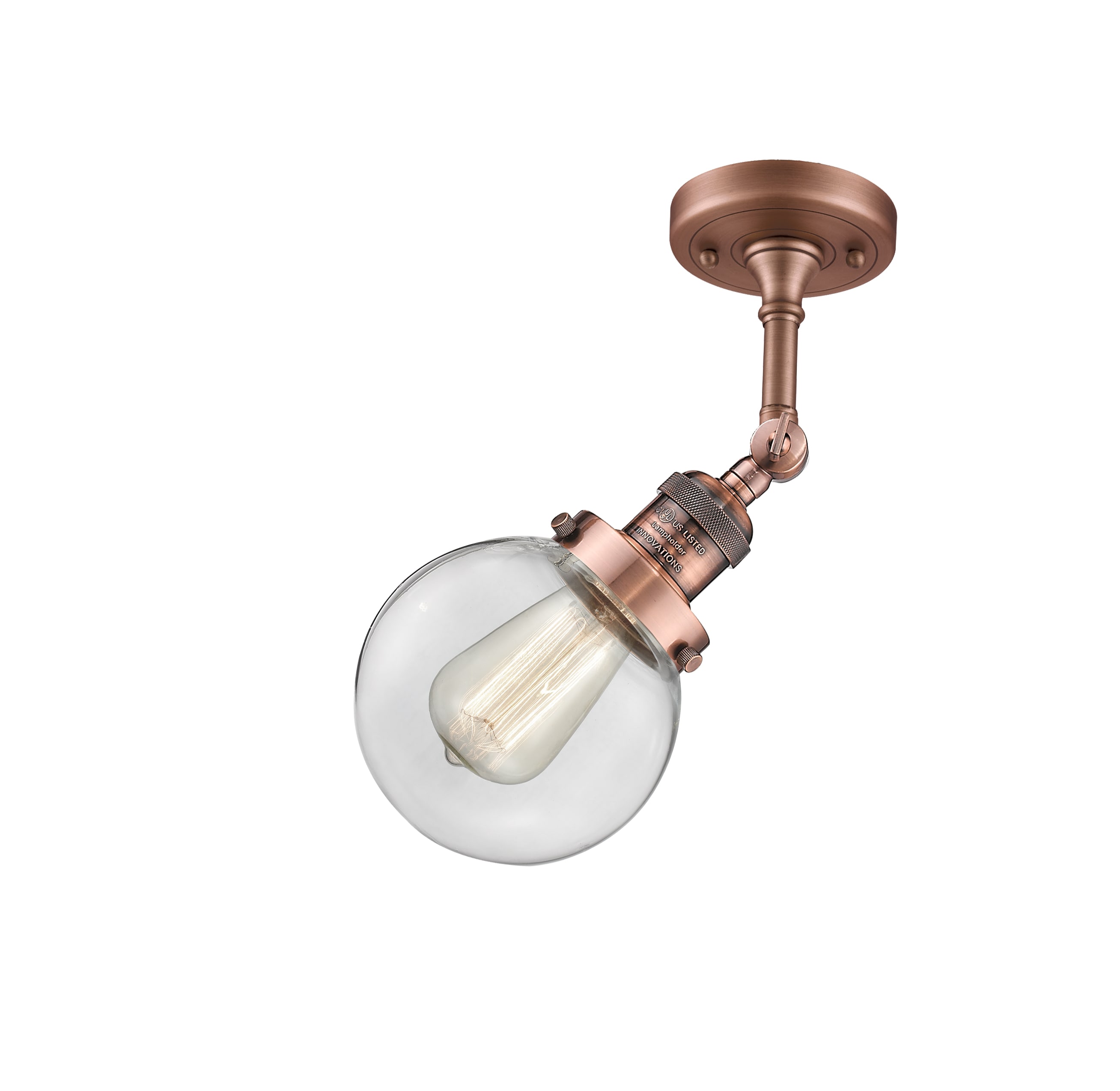 Innovations 201F-AC-G202-6-LED 1 Light Vintage Dimmable LED Semi-Flush Mount Antique Copper 