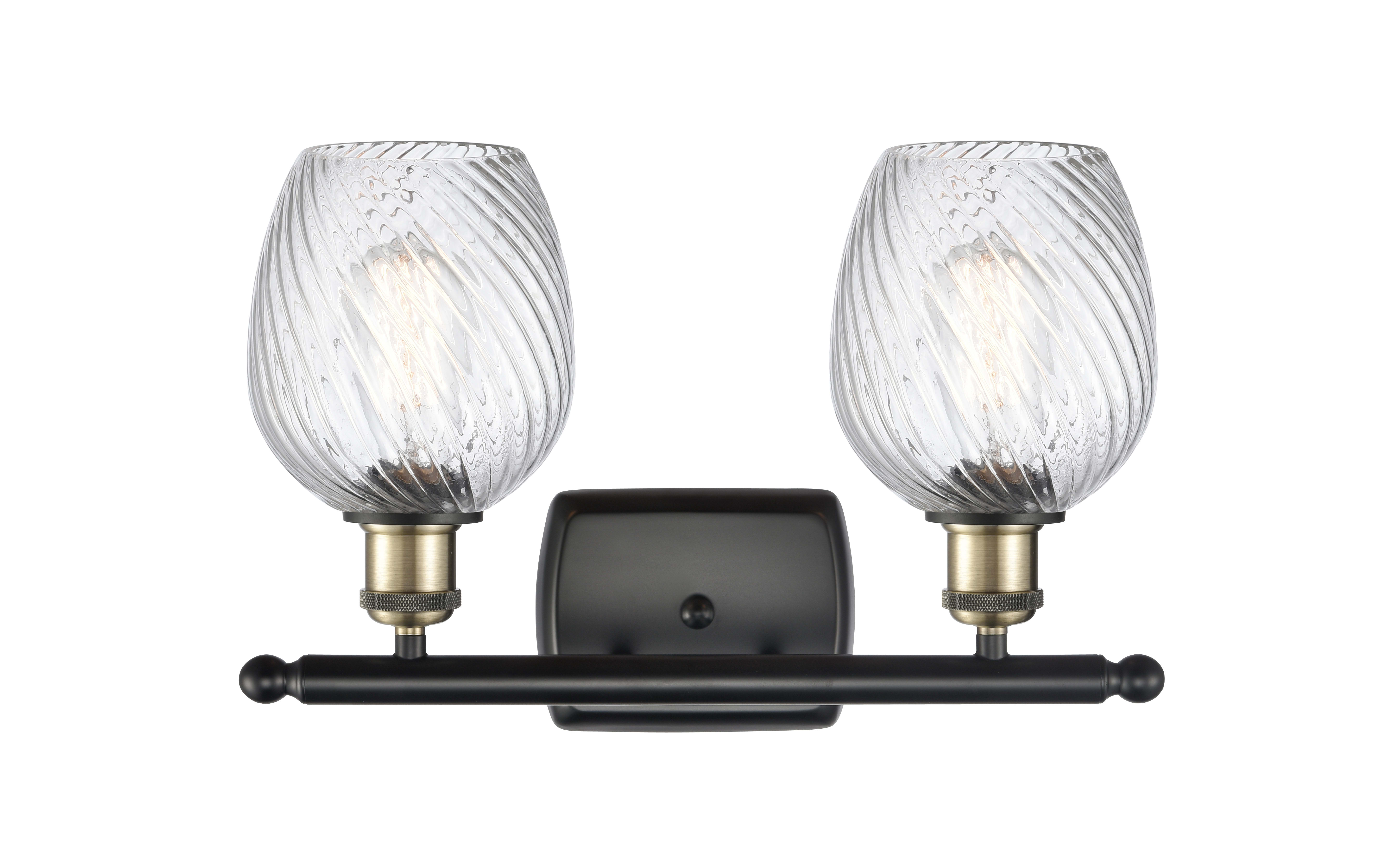 Innovations Lighting 516 2w Bb G292 Brushed Brass Clear Spiral Fluted Salina 2 Light 16 Wide Bathroom Vanity Light Lightingdirect Com