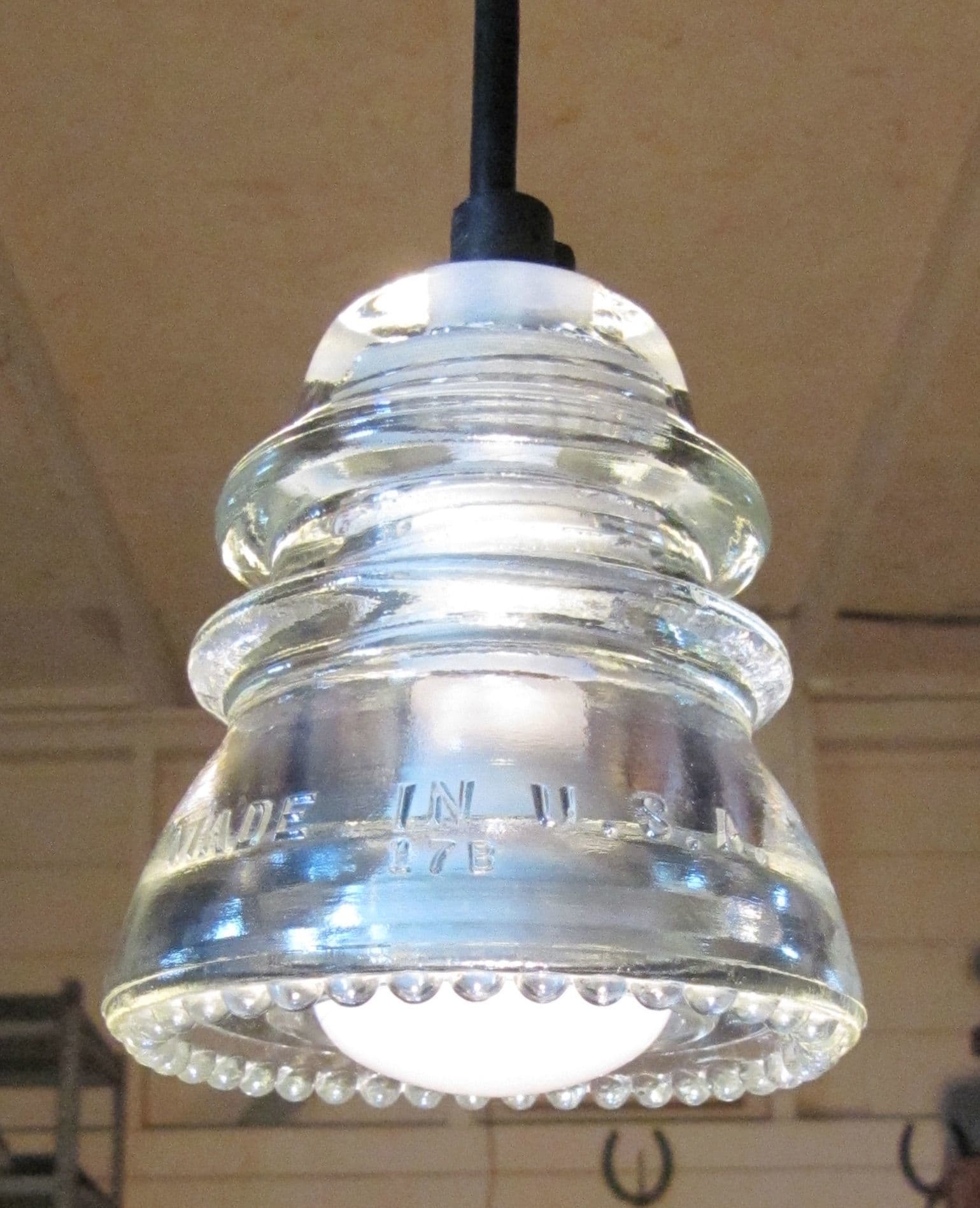 Insulator Lights Insulator Clear Clear Single Light Pendant made from Reclaimed Glass Insulator LightingDirect