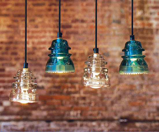 Glass insulator pendant light top