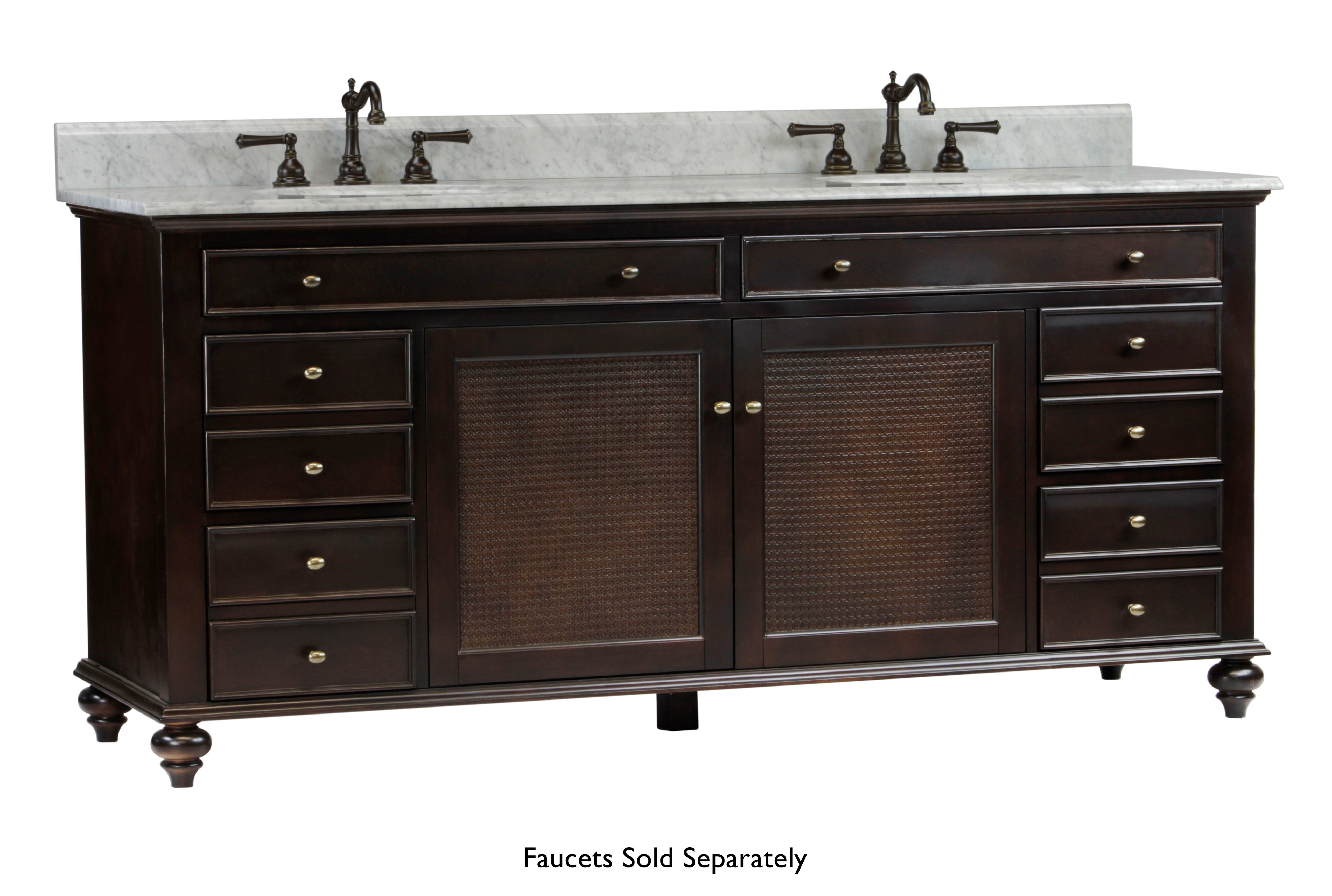 Jacuzzi Bav72es Espresso Barrea 72 Free Standing Dual Basin Vanity Set With Wood Cabinet Marble Vanity Top And Two Ceramic Sinks Less Faucet Faucetdirect Com
