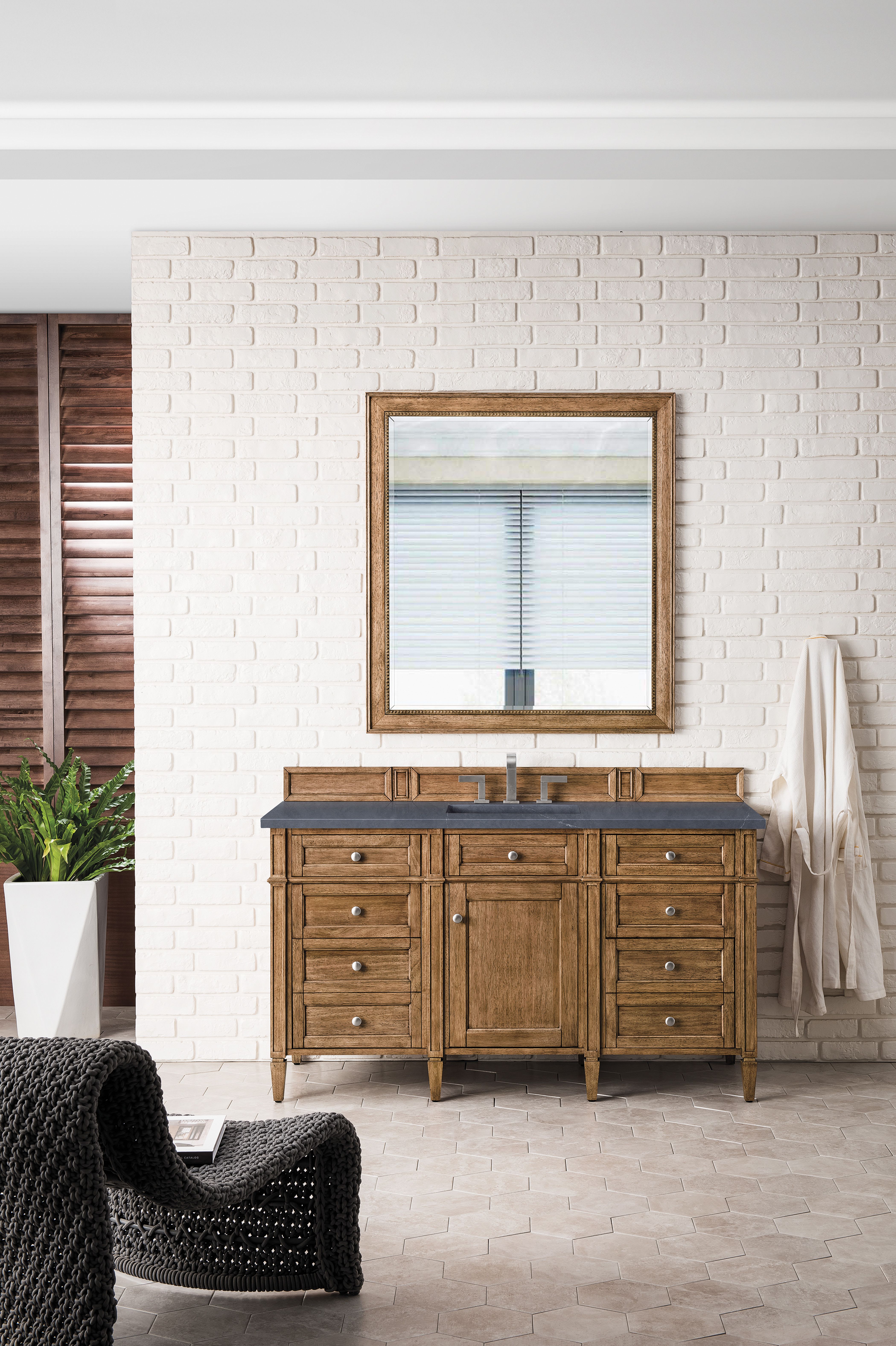 James Martin Vanities 650-V60S-SC-3CSP Smokey Celadon Brittany 60" Single  Basin Poplar Wood Vanity Set with 3 cm Charcoal Soapstone Quartz Vanity Top  and Rectangular Sink - FaucetDirect.com