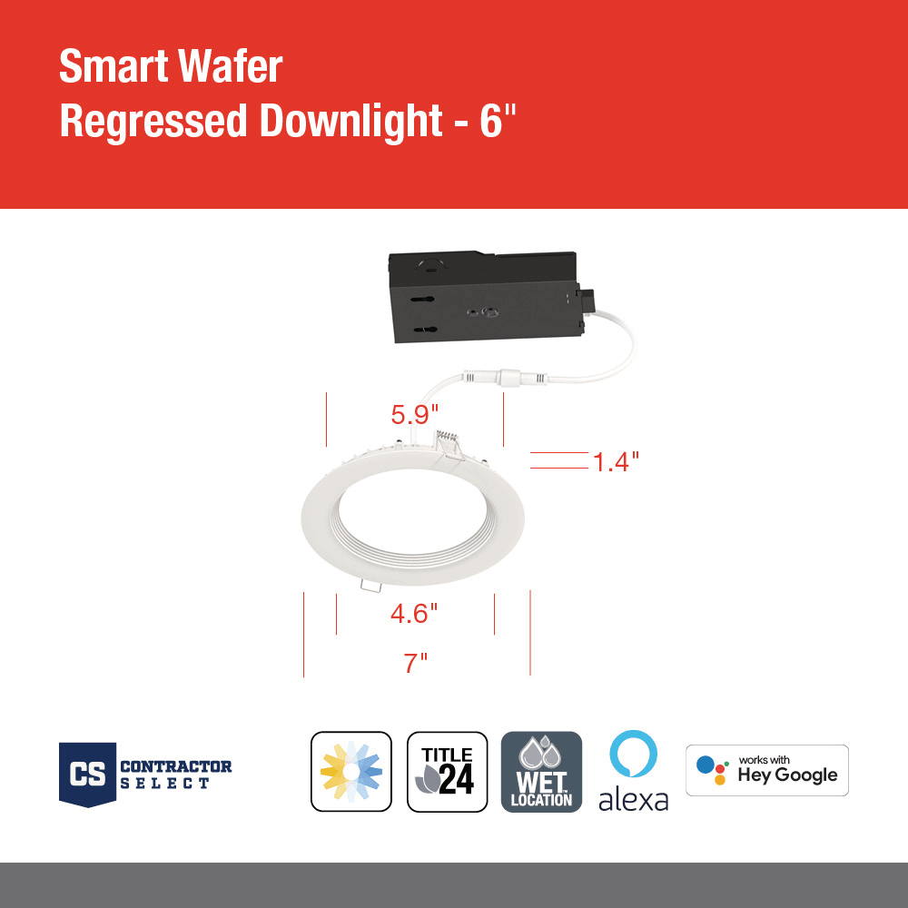 Juno Lighting WF6C REG TUWH MW M6 Matte White Wafer 6 Smart