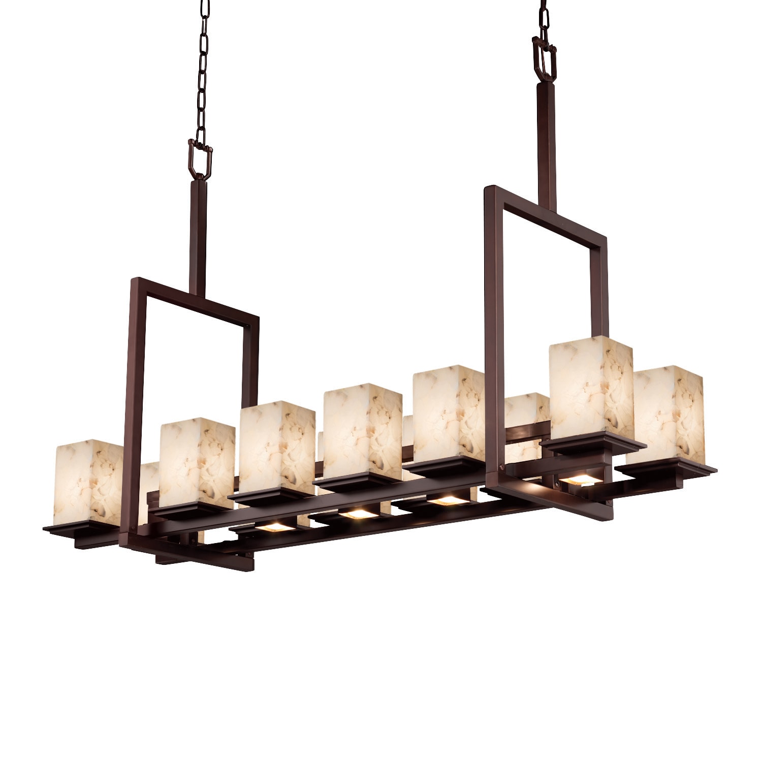 Justice Design Group ALR-8619-15-DBRZ-LED12-8400 Dark Bronze Alabaster  Rocks! 5 Light 14" Wide Chandelier - Tall Variation - LightingDirect.com