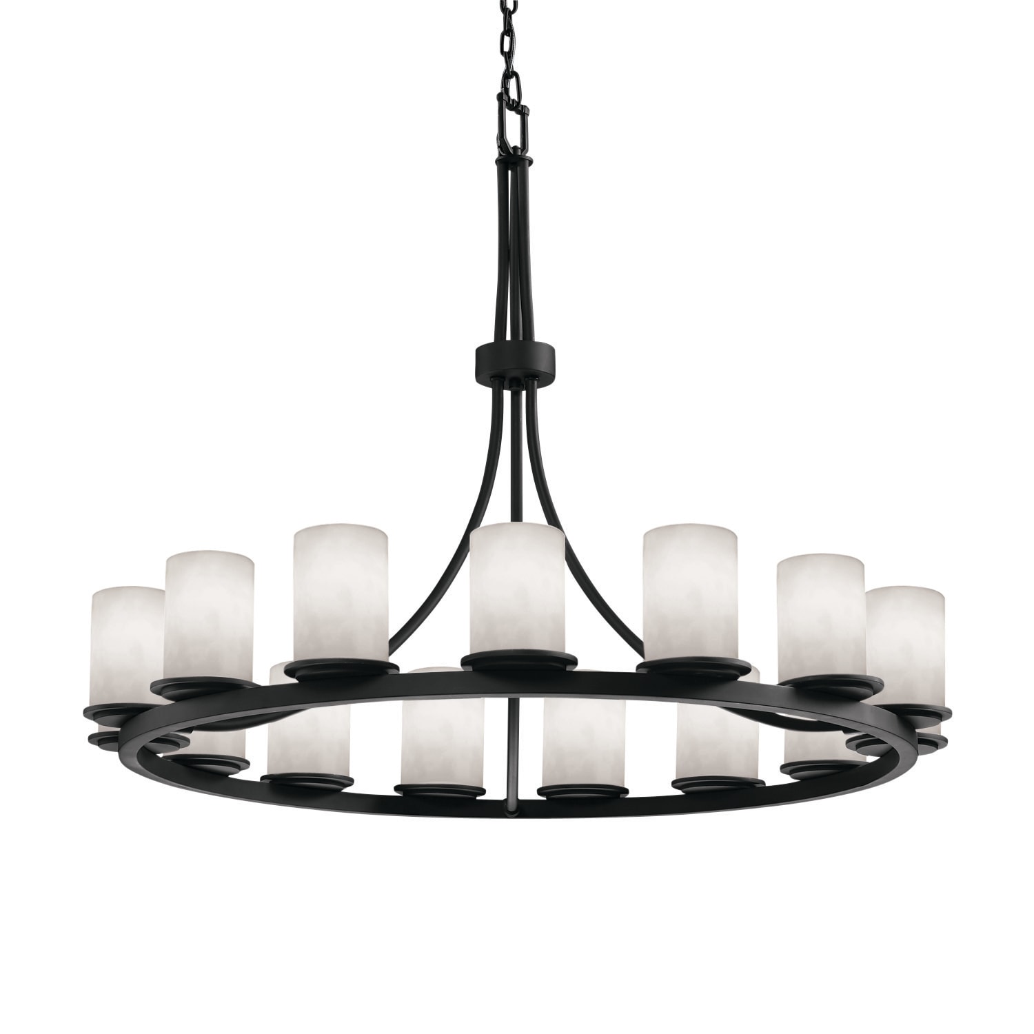 Justice Design Group CLD-8715-10-MBLK Matte Black Dakota 15 Light Ring  Chandelier from the Clouds Collection - Faucet.com