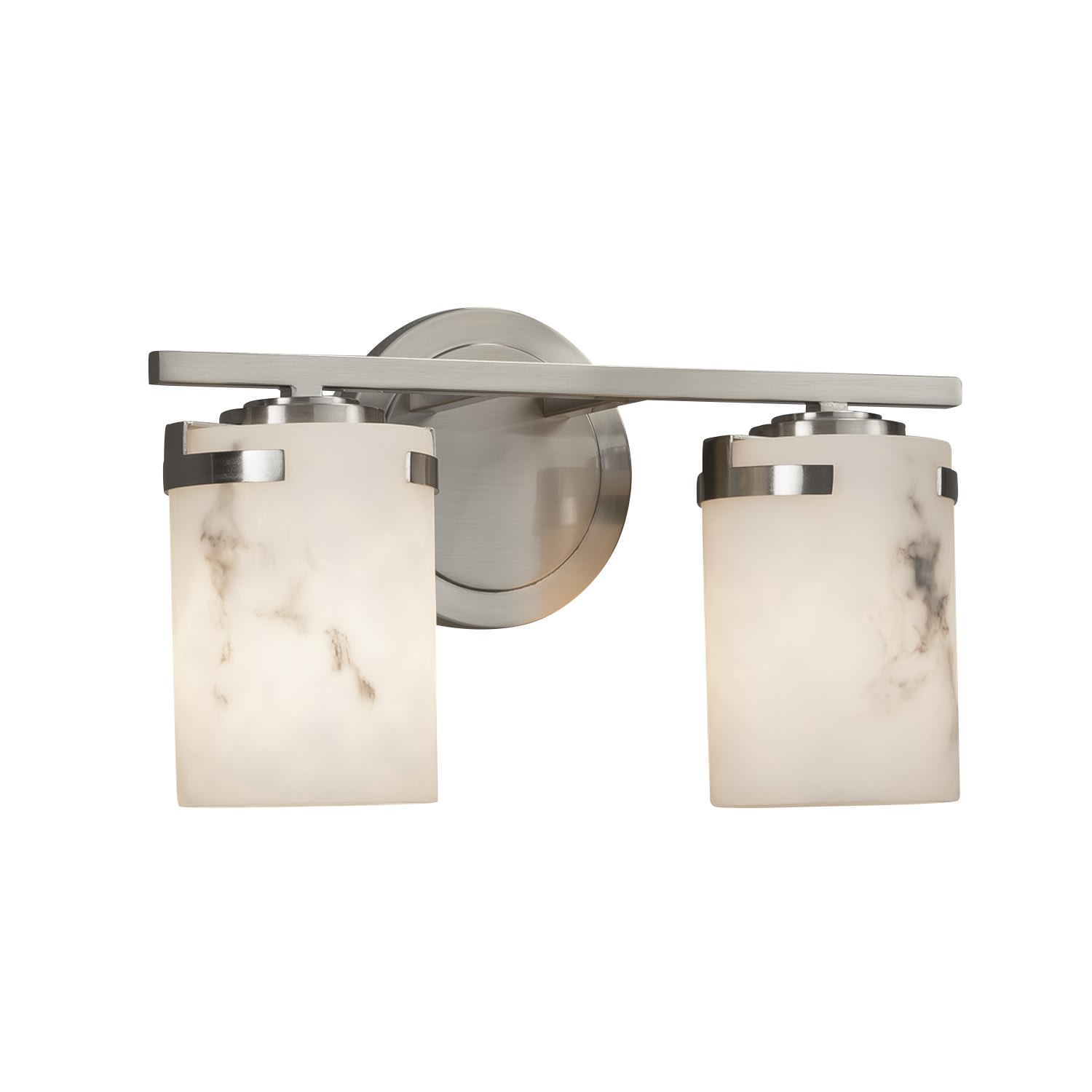 Justice Design Group LumenAria 2-Light Semi-Flush Incandescent Brushed Nickel Finish with Faux Alabaster Resin Shade 