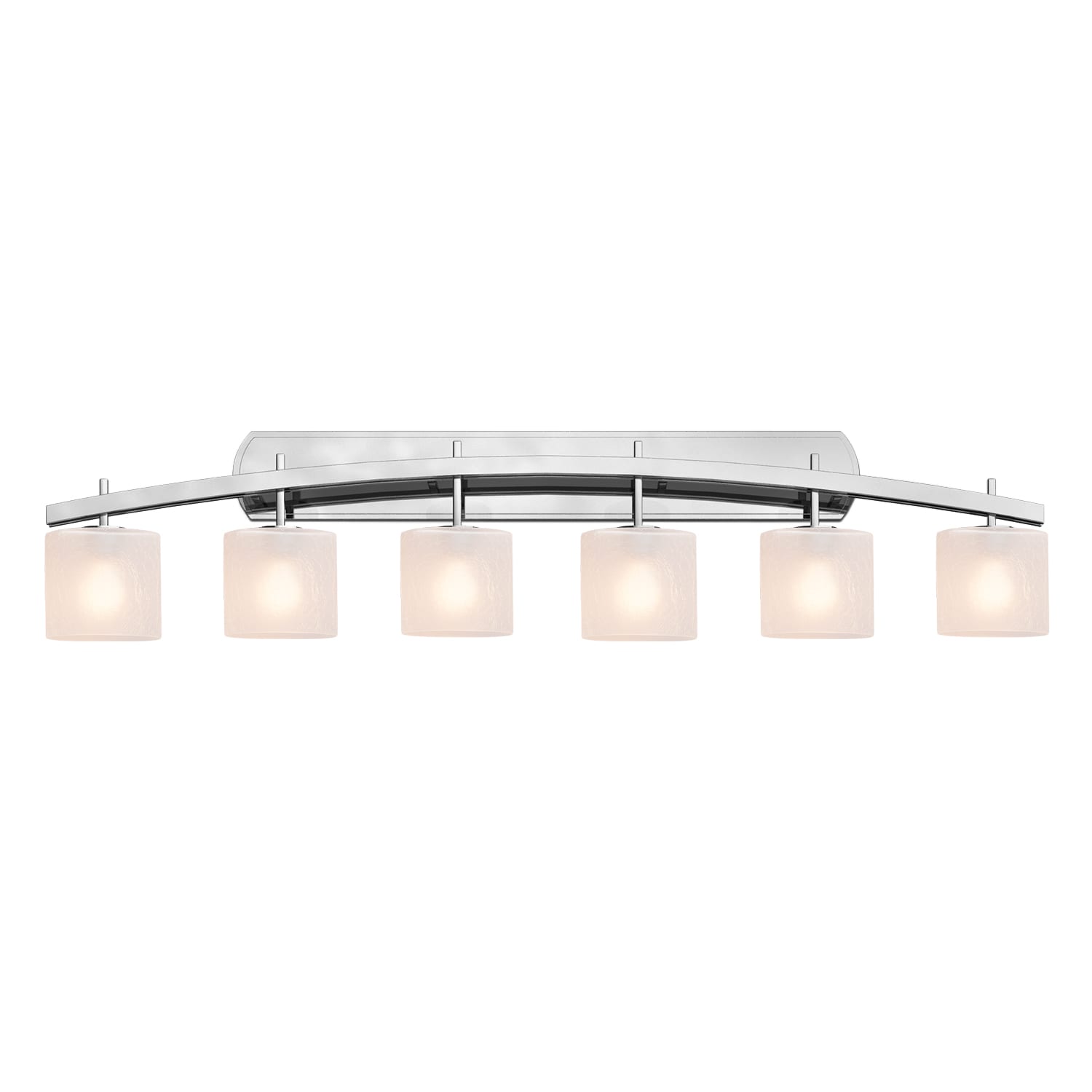 Justice Design Group FSN-8596-30-FRCR-NCKL Brushed Nickel Fusion 6 Light  56" Wide Bathroom Vanity Light with Oval Frosted Crackle Glass Shades -  Faucet.com