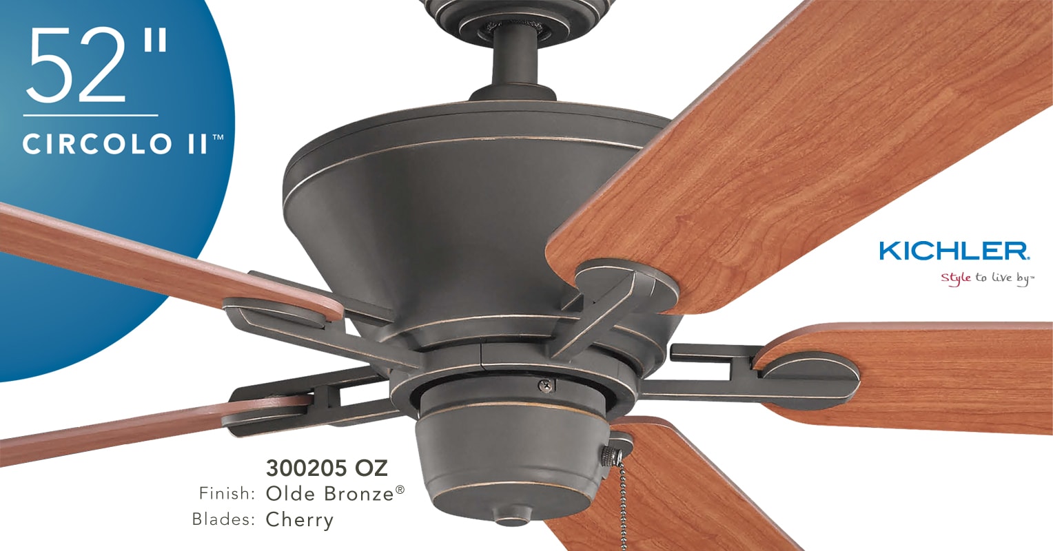 Kichler 300205oz Olde Bronze Circolo 52 Indoor Ceiling Fan With 5 Blades Includes 4 And 12 Downrods Lightingdirect Com