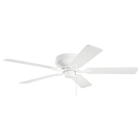 Kichler 330021wh White 52 5 Blade Hugger Indoor Outdoor Ceiling Fan Lightingdirect Com - Flush Mount Ceiling Fan No Light Canada