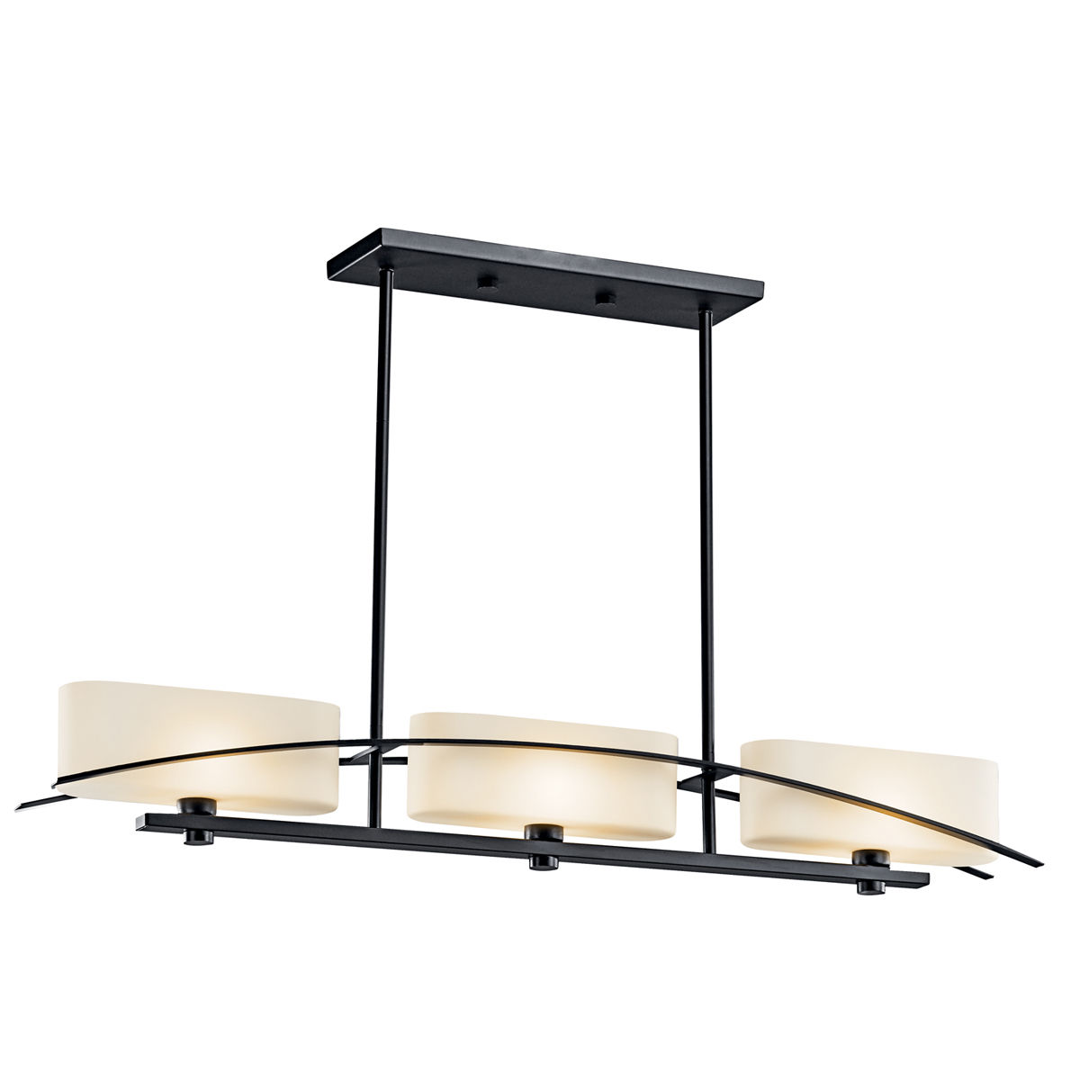 Dining Room Chandeliers Lightingdirect Com Suspension 3 Light 41 Wide Linear Chandelier With Etched Glass Shades Kichler 42018