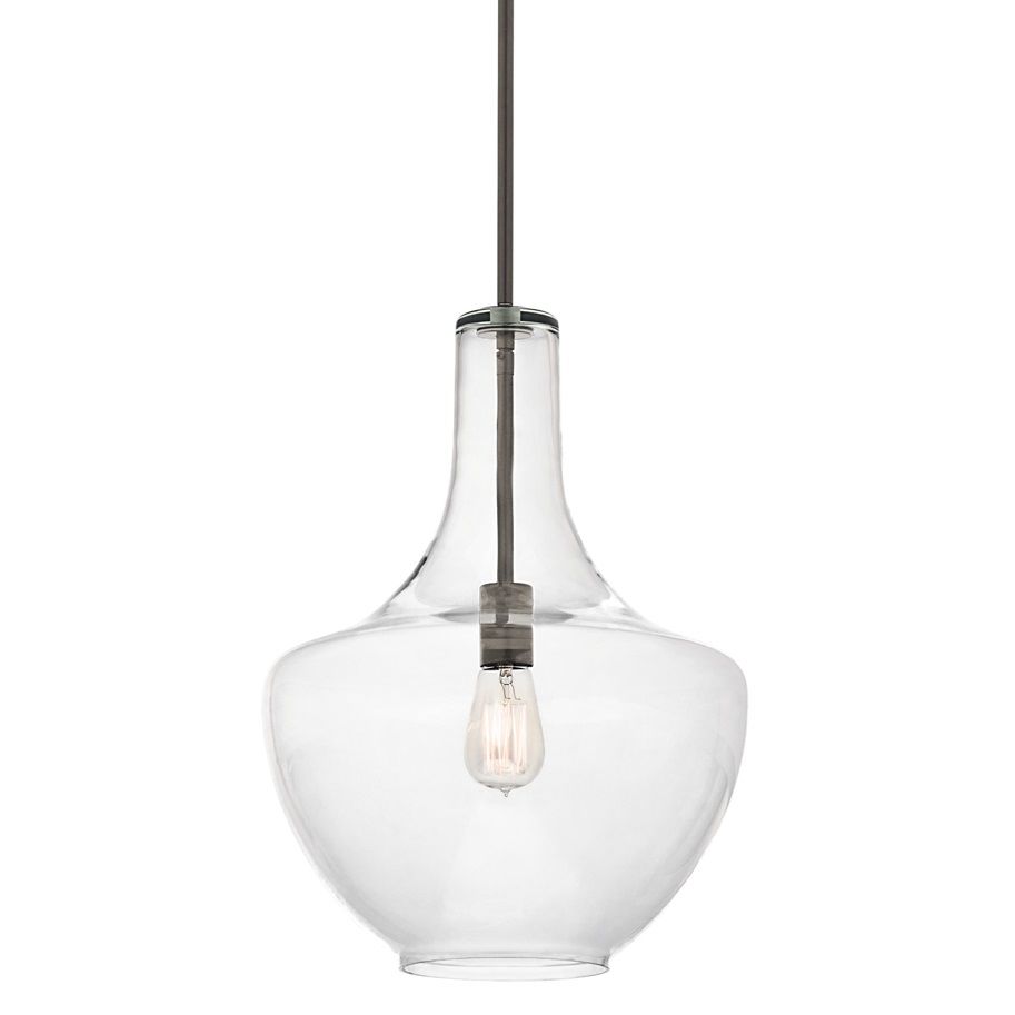 Kichler 42046ch Chrome Everly Single Light 14 Wide Pendant With Kichler 42046ch Chrome Everly Single Light 14 Wide Pendant With Clear N Glass Shade Lightingdirect Com
