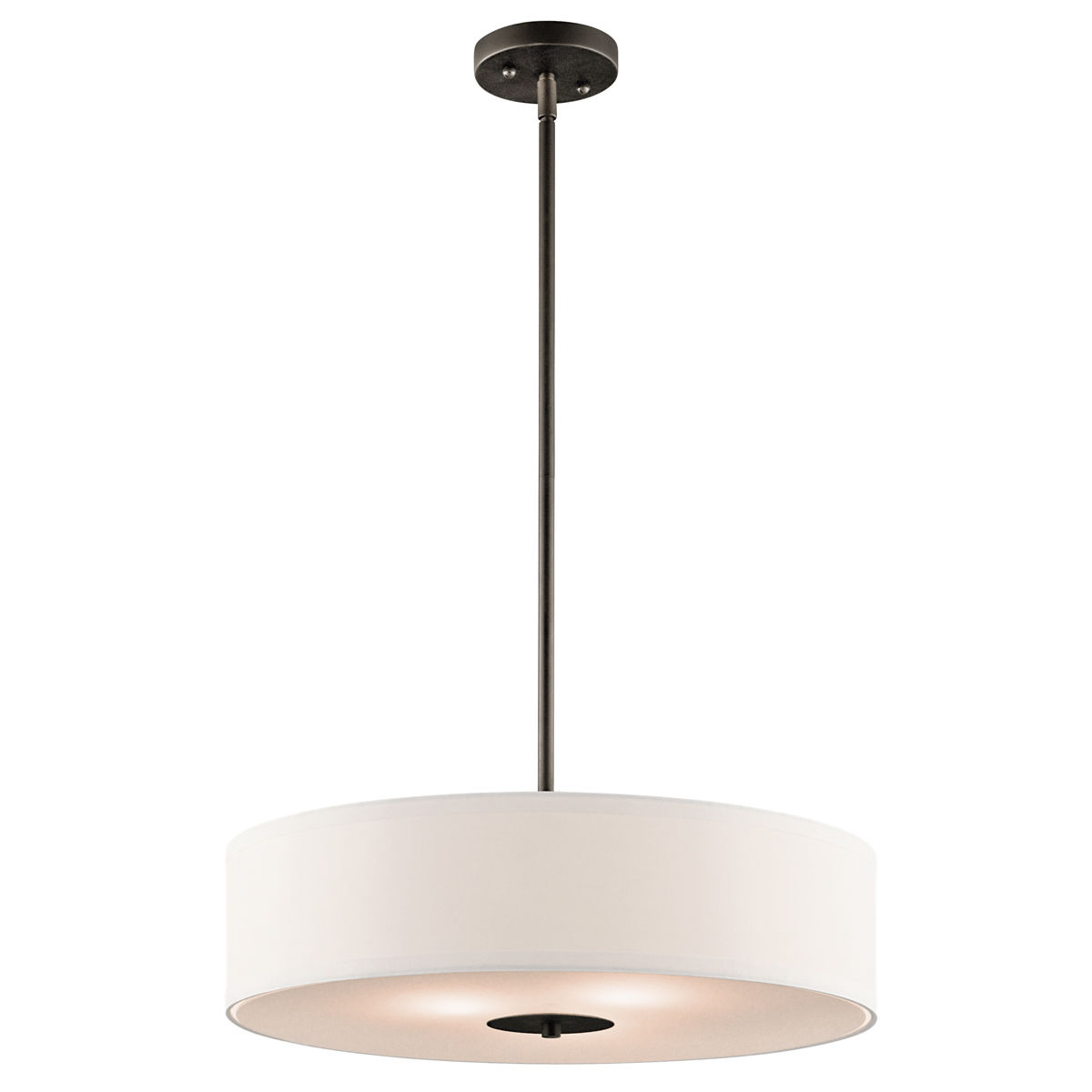 Kichler 42121ni Brushed Nickel 3 Light 20 Wide Convertible Pendant Kichler 42121ni Brushed Nickel 3 Light 20 Wide Convertible Pendant Semi Flush Ceiling Fixture With Drum Fabric Shade Lightingdirect Com