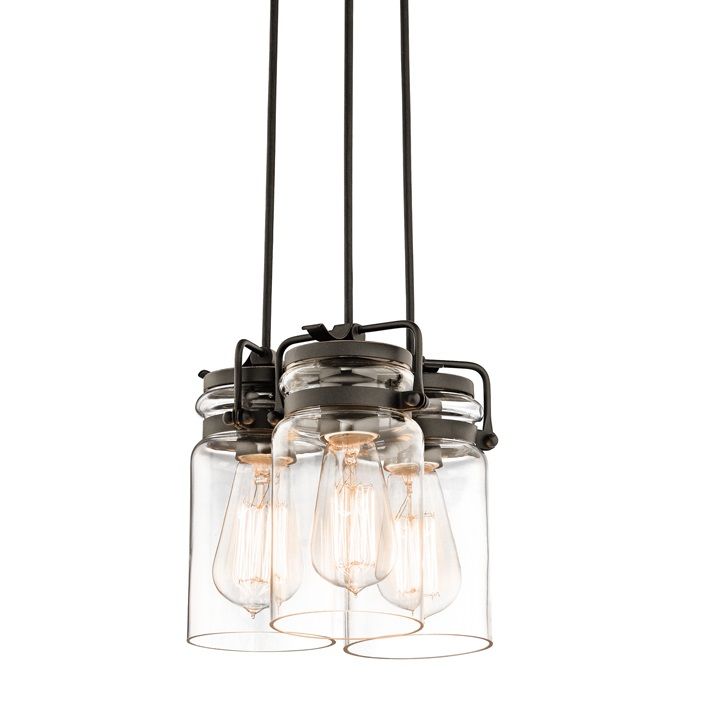 Kichler 42869oz Olde Bronze Brinley 3 Light 9 Wide Mini Pendant Kichler 42869oz Olde Bronze Brinley 3 Light 9 Wide Mini Pendant With Canning Jar Style Shades Lightingdirect Com