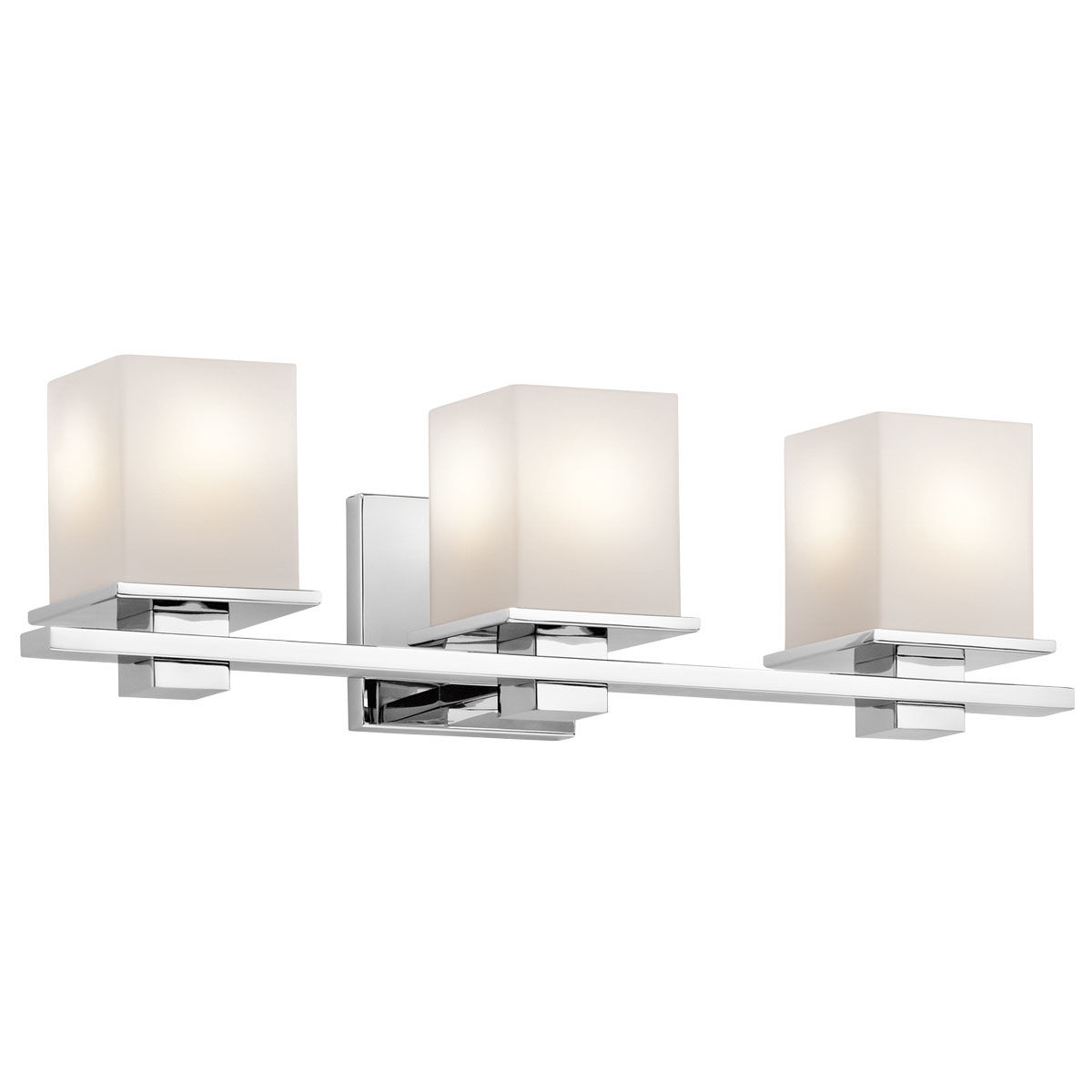Kichler 45151ch Chrome Tully 3 Light 24 Wide Vanity Light Bathroom Fixture With Satin Etched Glass Shades Lightingdirect Com