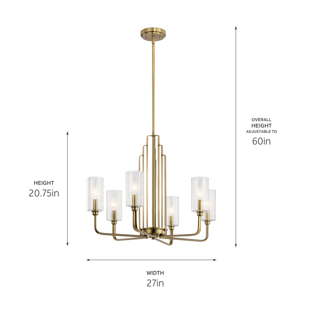 Kichler 52411BNB Brushed Natural Brass Kimrose 6 Light 27