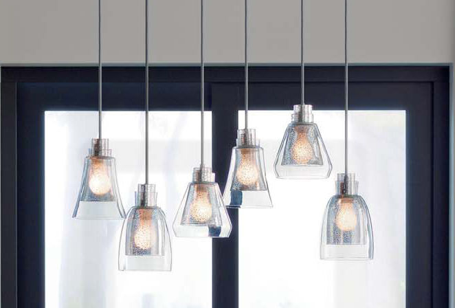 Kichler 43628ni Evie Linear Chandelier With 6 Lights Featuring Kichler 43628ni Evie Linear Chandelier With 6 Lights Featuring Mercury Glass Brushed Nickel
