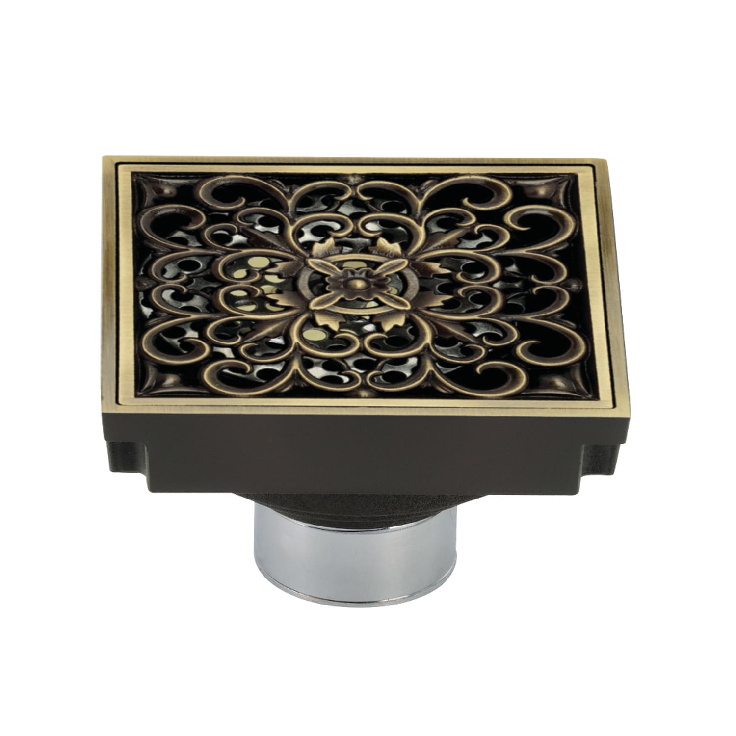 Kingston Brass BSF4267AB 4 in. Watercourse Square Brass Shower Drain Antique Brass