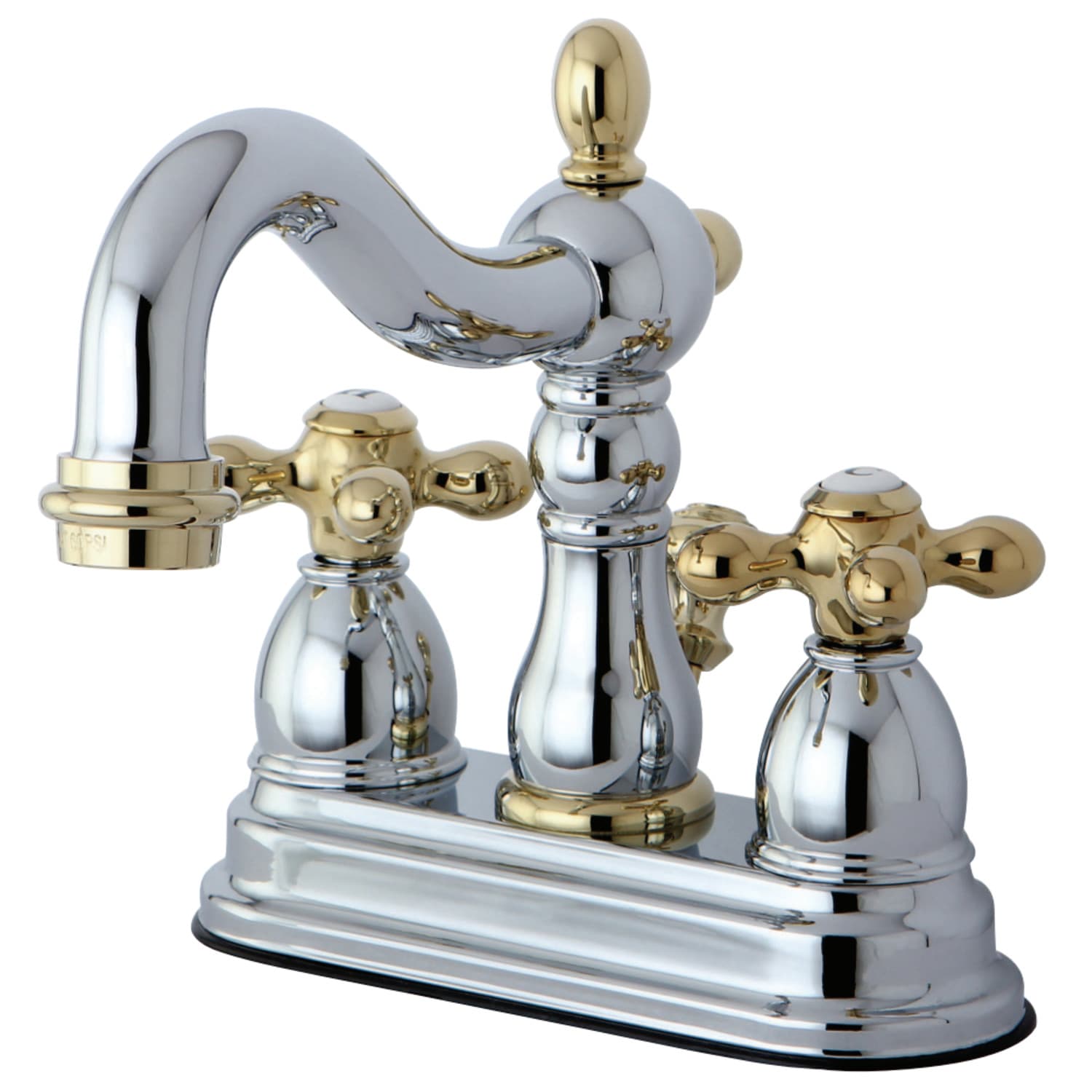 Kingston Brass KB1604AX Polished Chrome Polished Brass Heritage 1.2 GPM  Centerset Bathroom Faucet with Pop-Up Drain Assembly