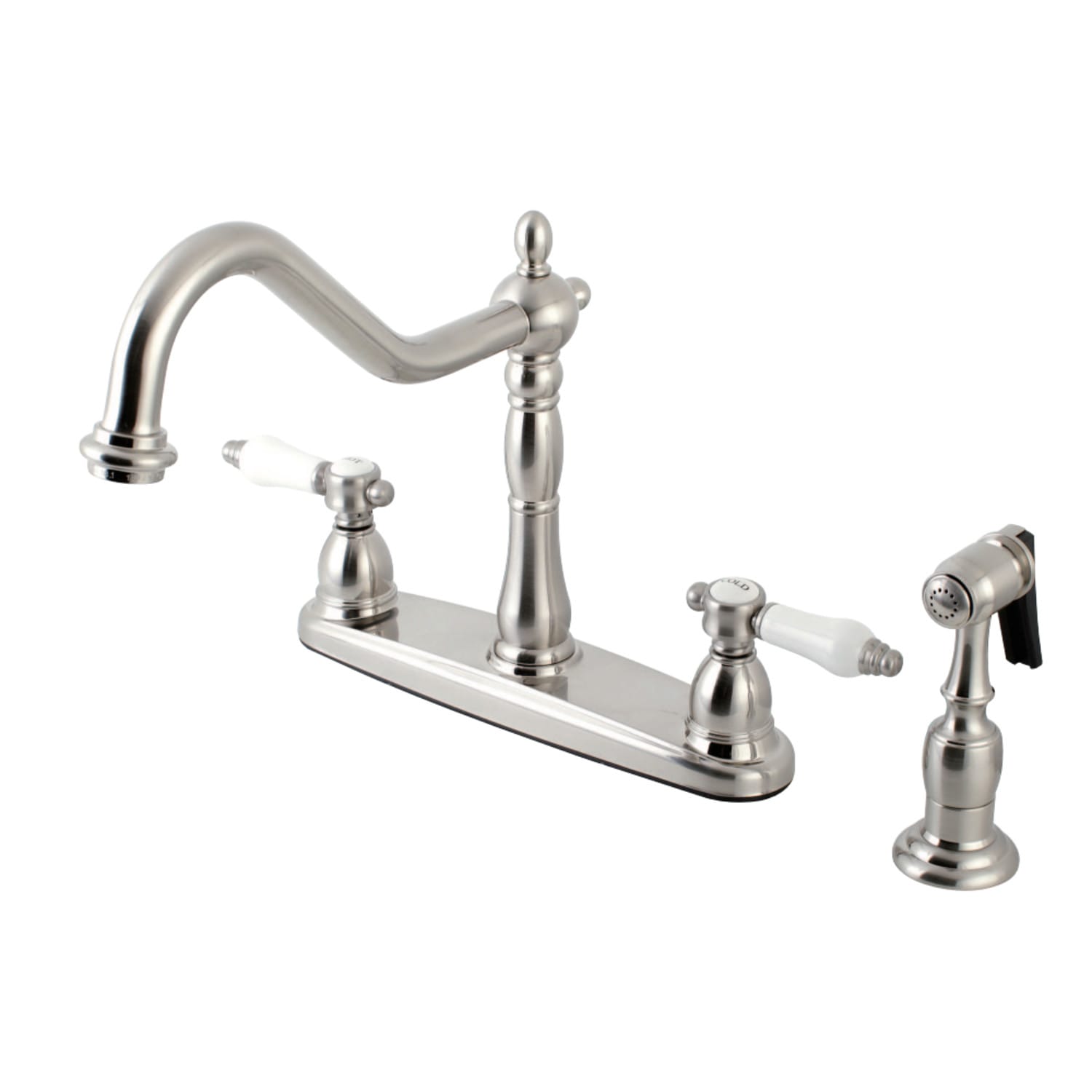 Kingston Brass KB1755BPLBS Bel Air 8 inch Centerset Kitchen Faucet with Brass Sprayer Oil Rubbed Bronze 8-5/8 inch In Spout Reach