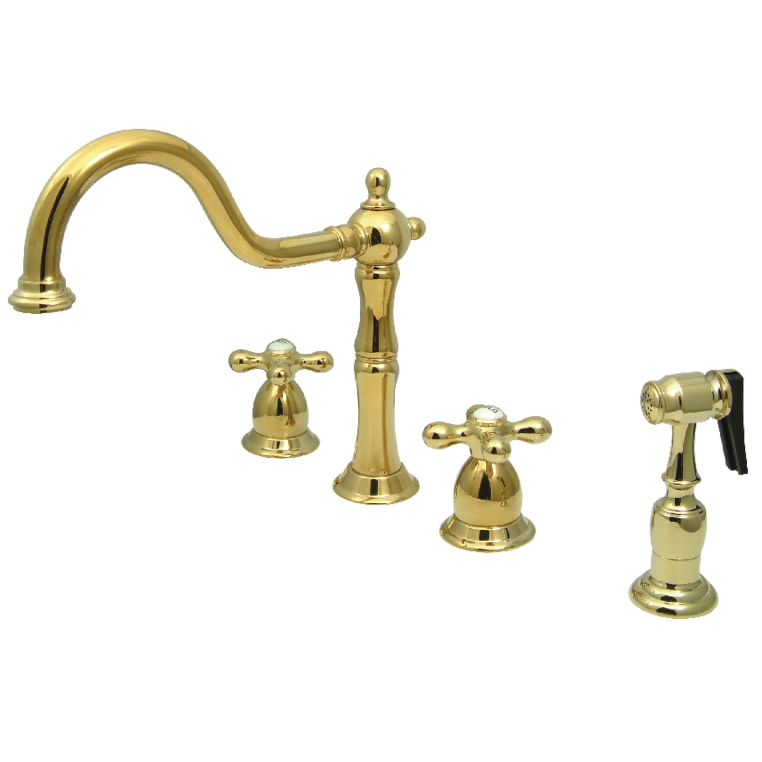 Kingston Brass KB1792AXBS Polished Brass Heritage 1.8 GPM Widespread  Kitchen Faucet Includes Side Spray