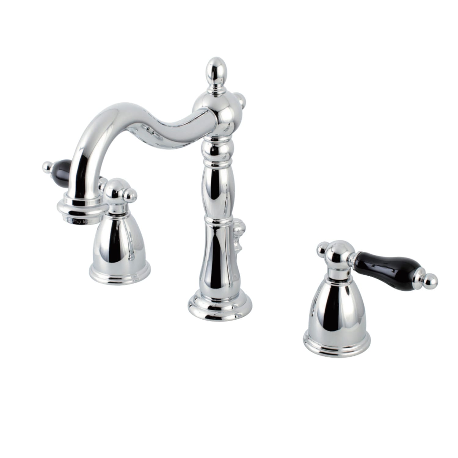 Kingston Brass Kb1971pkl Polished Chrome Duchess 1 2 Gpm Widespread Bathroom Faucet With Pop Up Drain Assembly And Black Porcelain Handles Faucetdirect Com