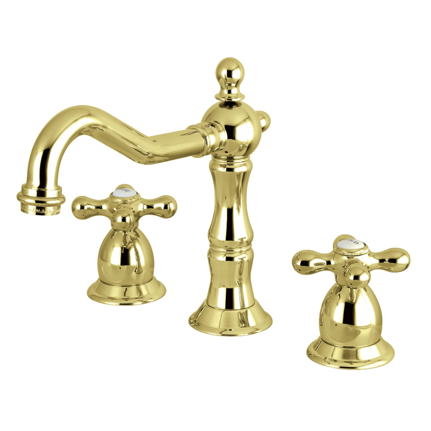 Kingston Brass KS1972AX Polished Brass Heritage 1.2 GPM Widespread Bathroom  Faucet with Pop-Up Drain Assembly