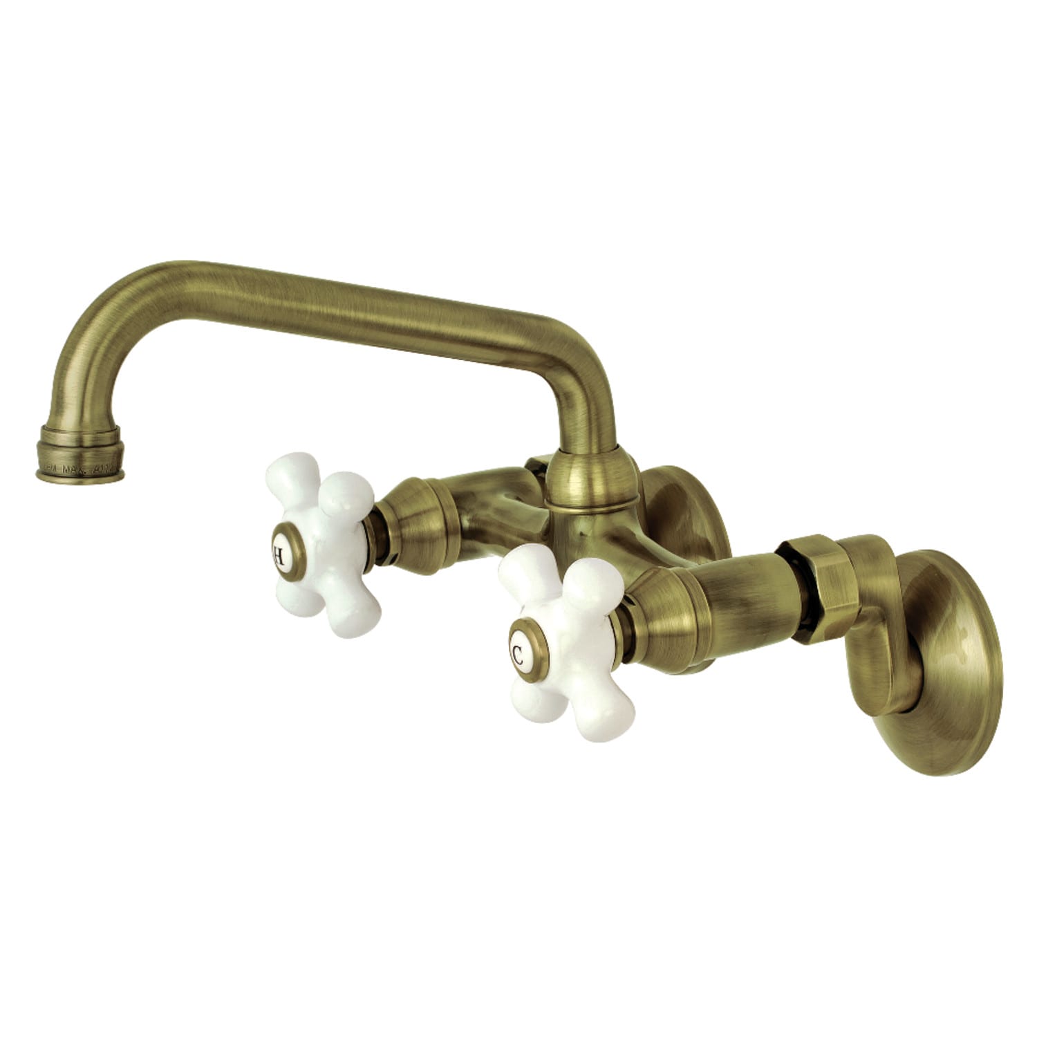 Kingston Brass Heritage Antique Brass Double Handle Wall-mount Pre-rinse  Kitchen Faucet in the Kitchen Faucets department at