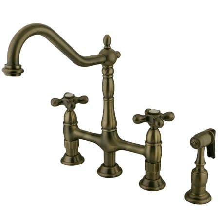 Kingston Brass KS1273AXBS Antique Brass Heritage 1.8 GPM ...