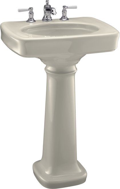 White KOHLER K-2338-4-0 Bancroft Pedestal Bathroom Sink with Centers for 4 Centers