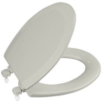Biscuit KOHLER K-4712-T-96 Triko Elongated Molded-Wood Toilet Seat with Color-Matched Hinges