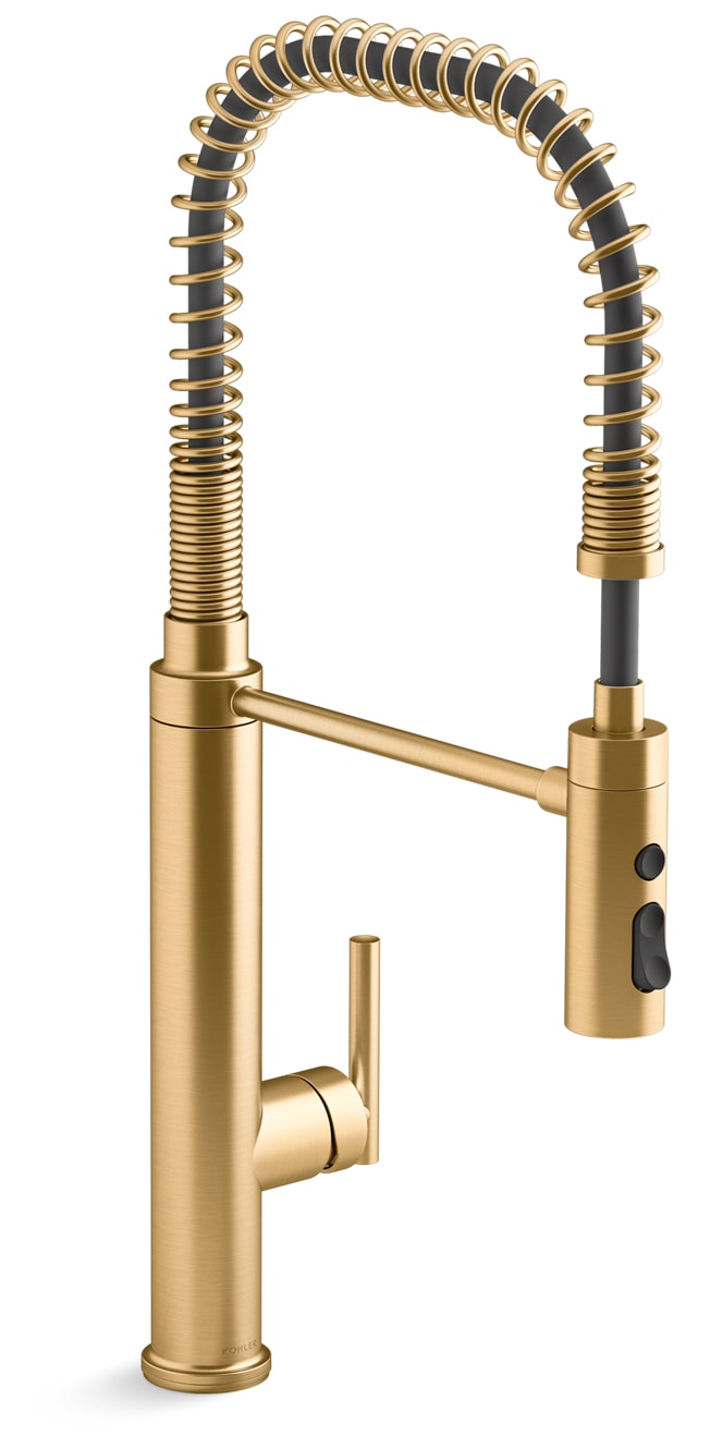 Kohler K-24982-2MB Vibrant Brushed Moderne Brass Purist 1.5 GPM Single Hole  Pre-Rinse Kitchen Faucet with Sweep Spray, DockNetik, and MasterClean  Technologies