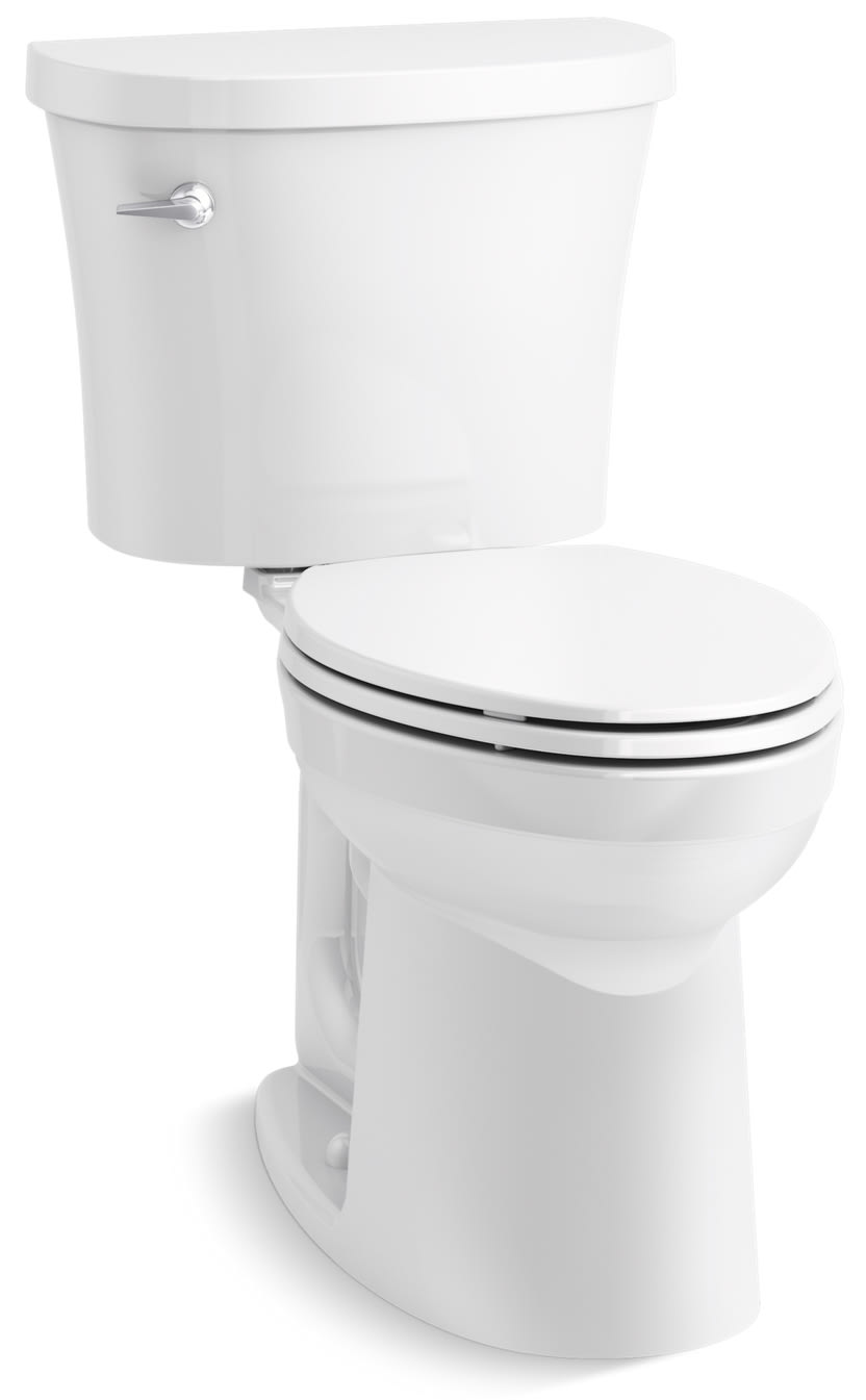 Kohler K 26077 0 White Kingston Comfort Height Complete Solution Two Piece Elongated 1.28 GPF Toilet FaucetDirect
