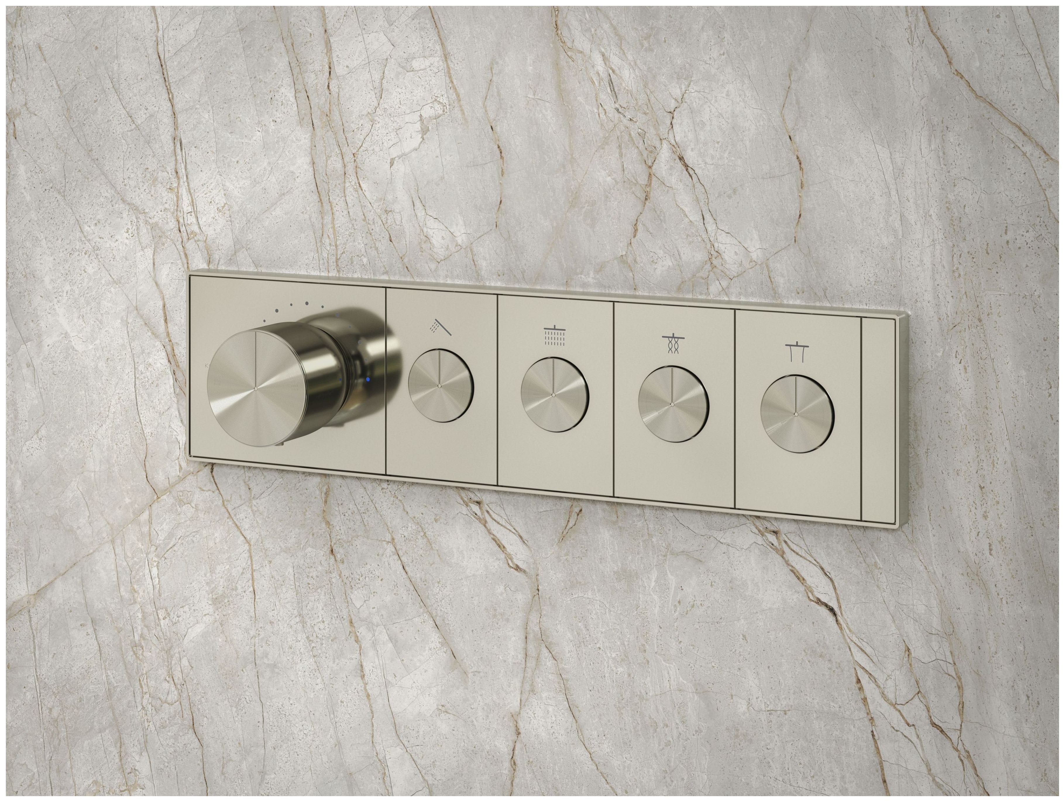 2024 Kohler Anthem™ Four-outlet thermostatic valve control panel with recessed push-b