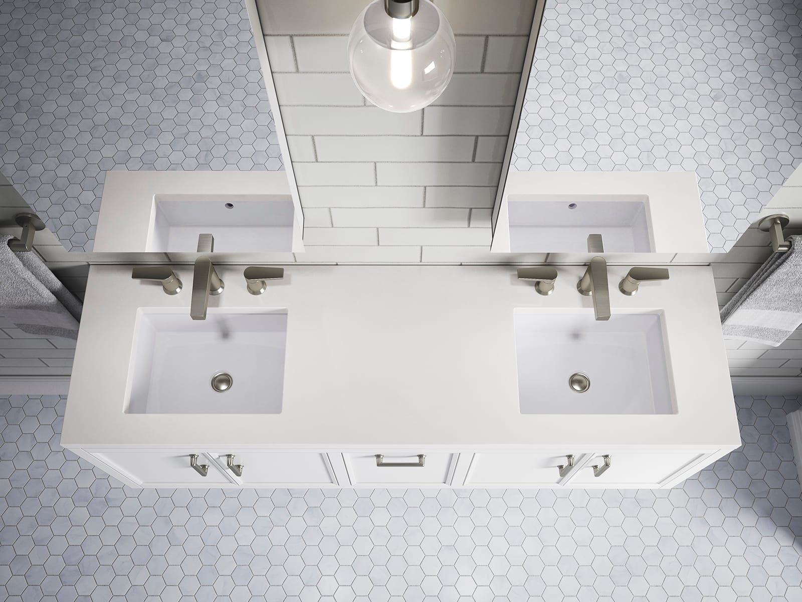 KOHLER Winnow 60in. Double Sink Freestanding Slate Grey Bath Vanity with White Quartz Top Assembled