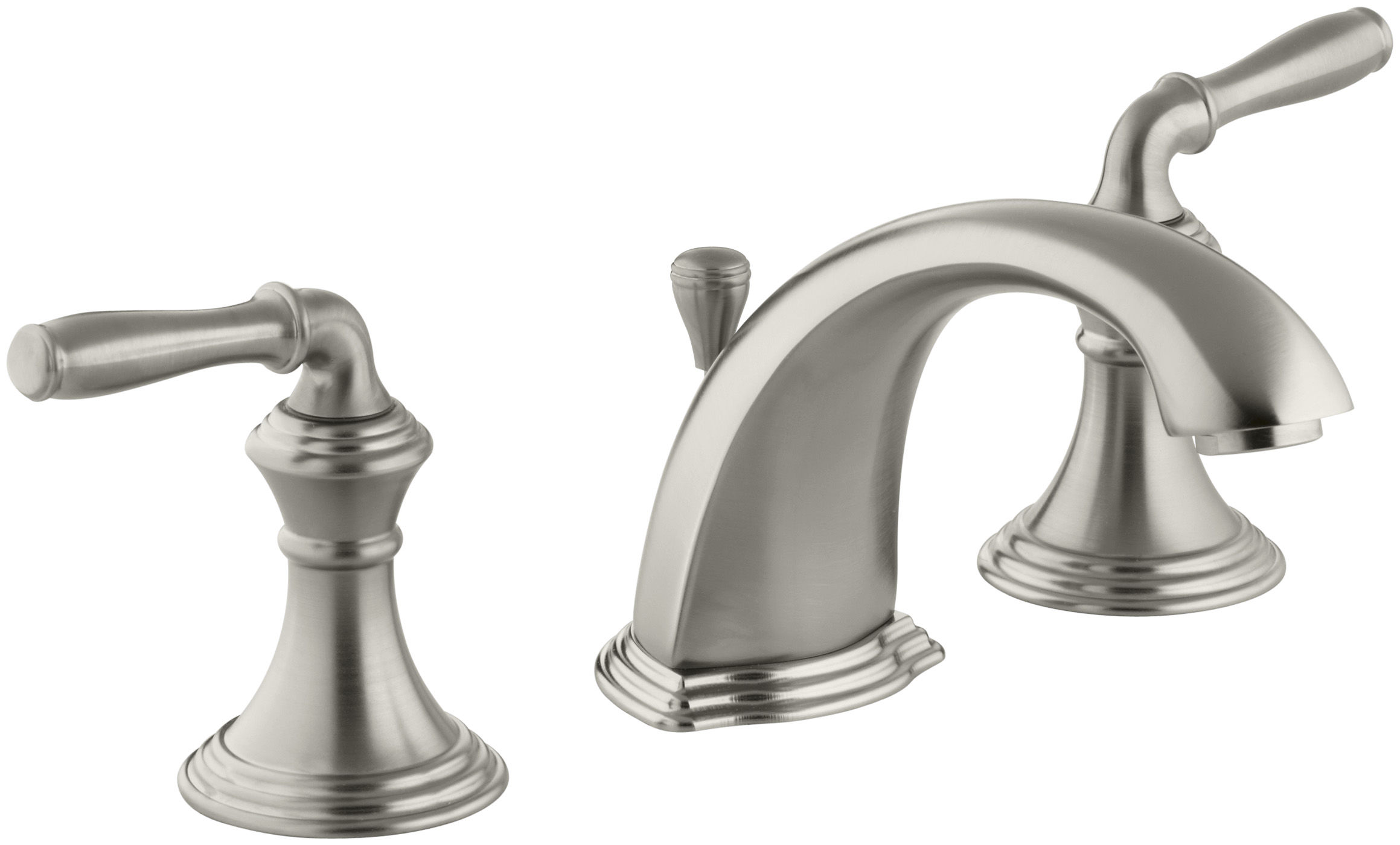 Kohler faucet bathroom widespread purist polished nickel gooseneck lever sink handles sn low spout