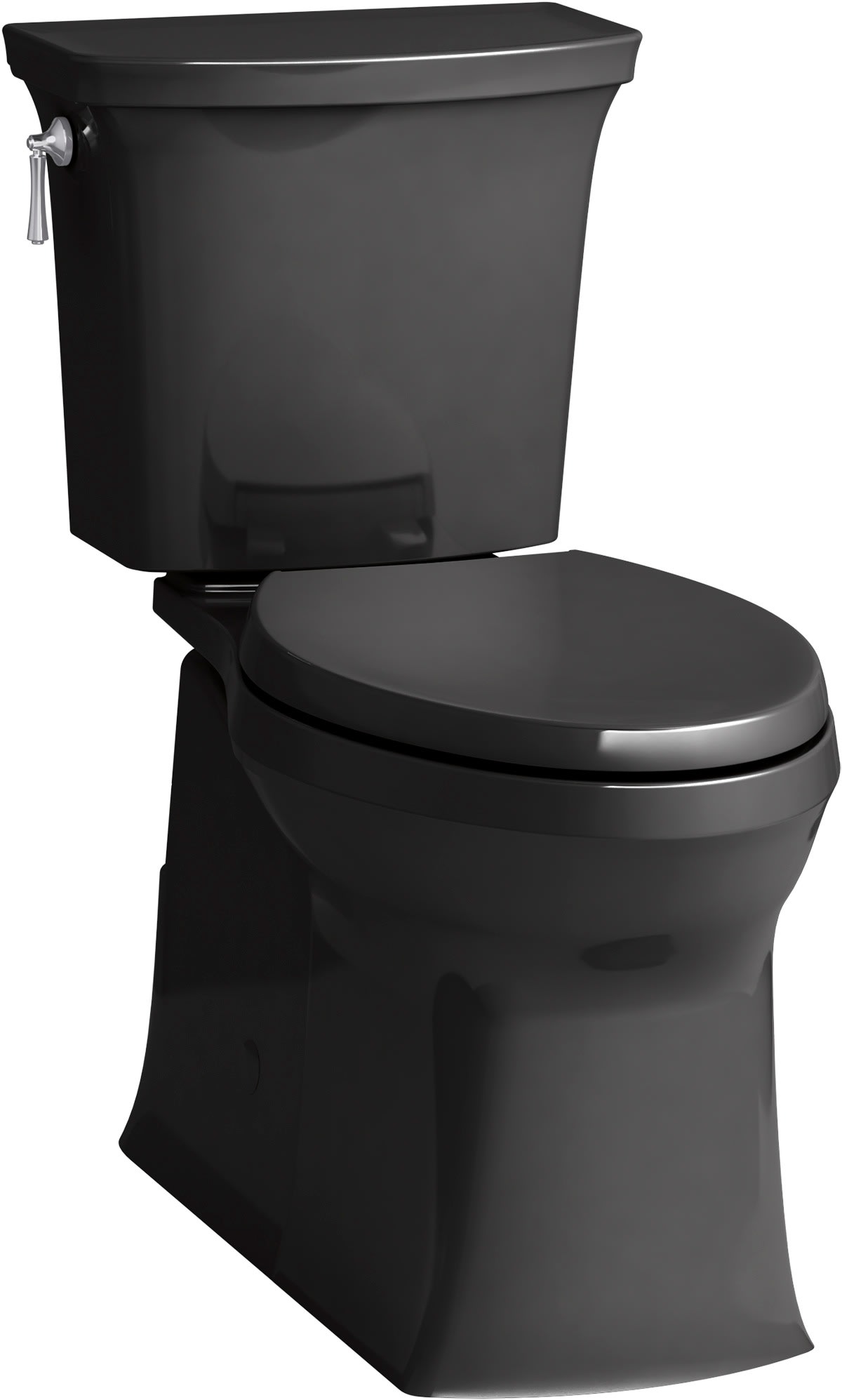 Kohler K 5709 7 Black Black Corbelle 1 28 Gpf Two Piece Elongated Comfort Height Toilet With Continuousclean And Revolution 360 Flushing Technologies And Left Hand Trip Lever Faucetdirect Com