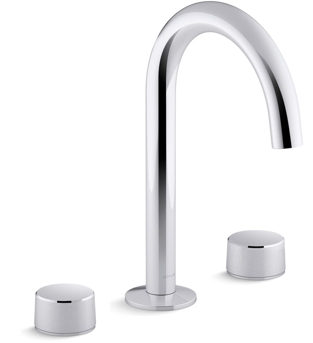 Kohler K-77967-8-BL Matte Black Components 1.2 GPM Widespread Tube Spout  Bathroom Faucet with Oyl Handles, UltraGlide Technology and Pop-Up Drain  Assembly 