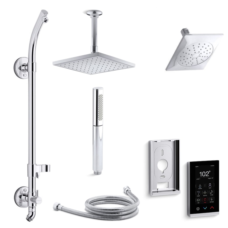 Kohler K Loure Dtv17hr E Cp Polished Chrome Loure Dtv Hydrorail Eco Shower System With Single Function Shower Head Hand Shower Rain Head Valve Trims Faucetdirect Com