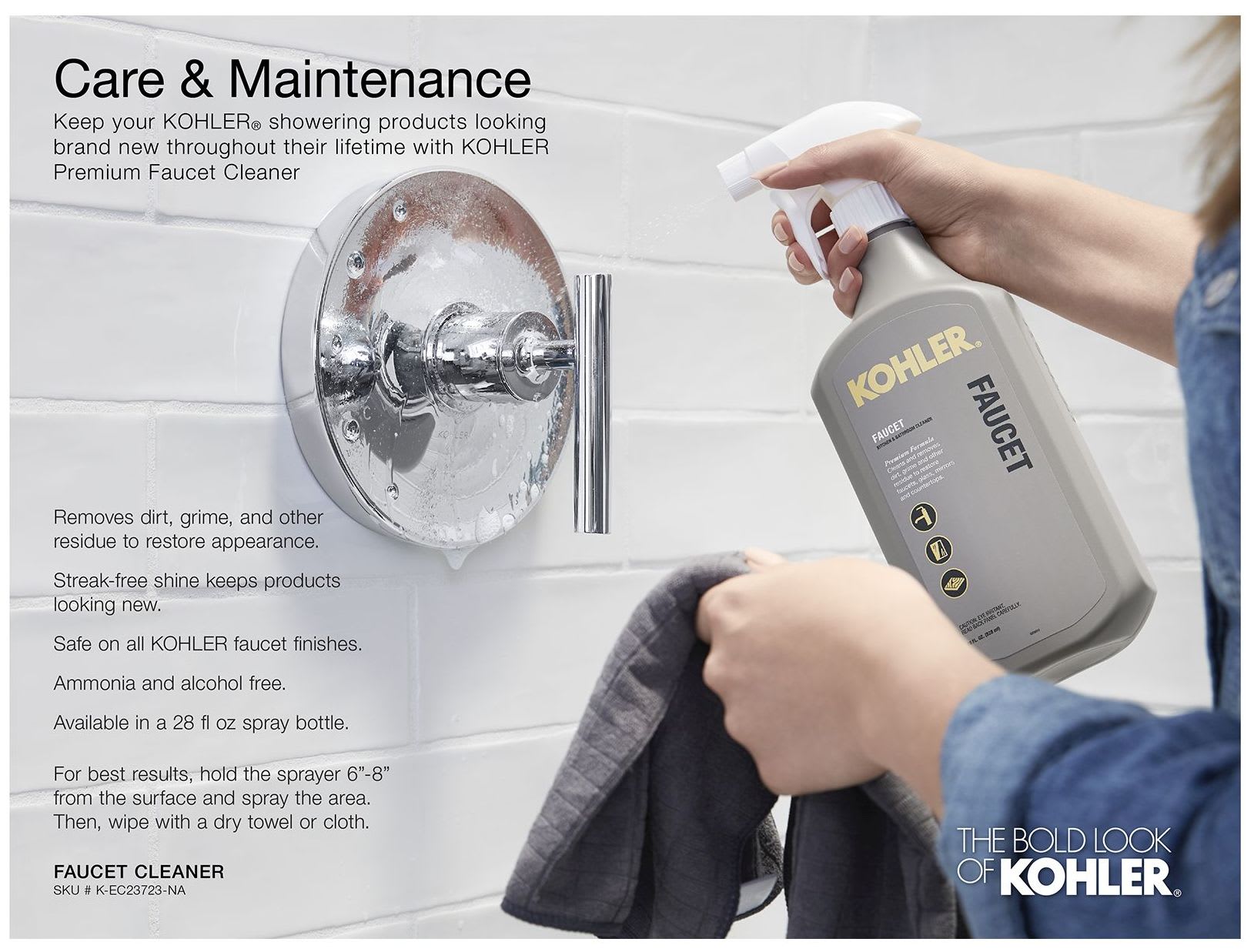 Kohler K-T14420-3-CP Polished Chrome Purist Tub and Shower Trim Package  with 2.5 GPM Single Function Shower Head with Rite-Temp Technology 