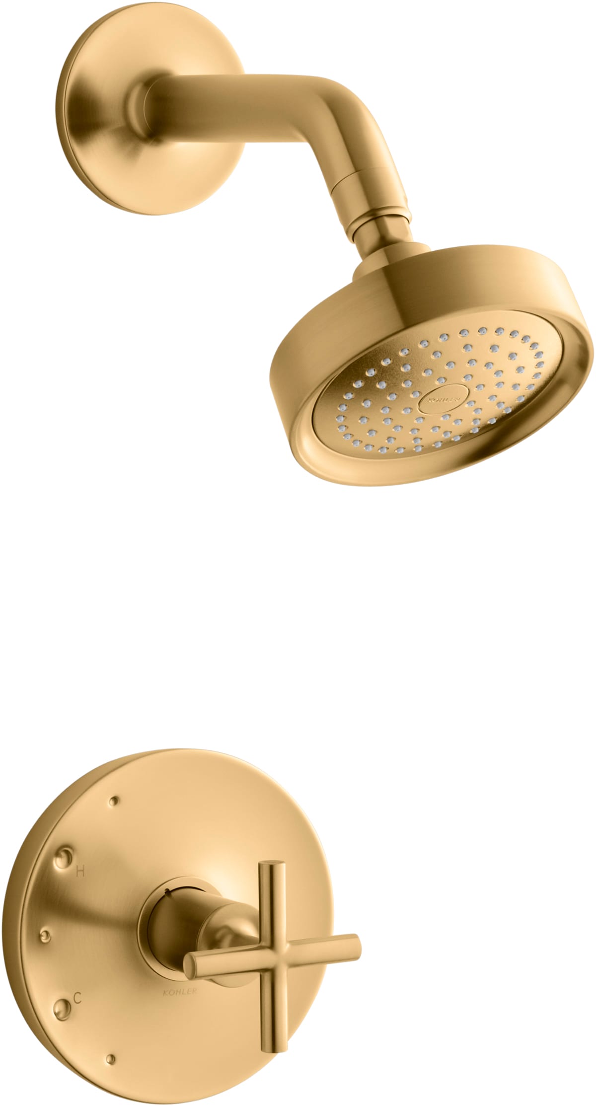 Kohler K-TS14422-3-2MB Vibrant Brushed Moderne Brass Purist Shower Only  Trim Package with 2.5 GPM Single Function Shower Head with MasterClean and  Rite-Temp Technologies