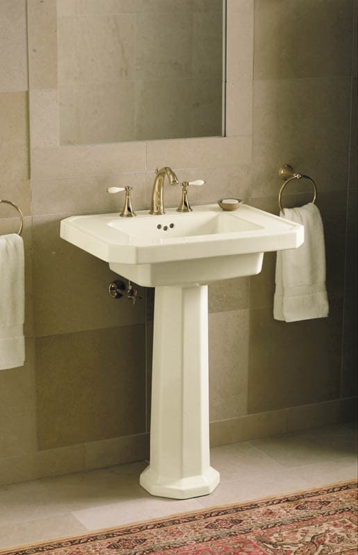 Kohler K-310-4P-CP Polished Chrome Double Handle Widespread Bathroom Faucet  with White Lever Handles from the Finial Traditional Series -  FaucetDirect.com
