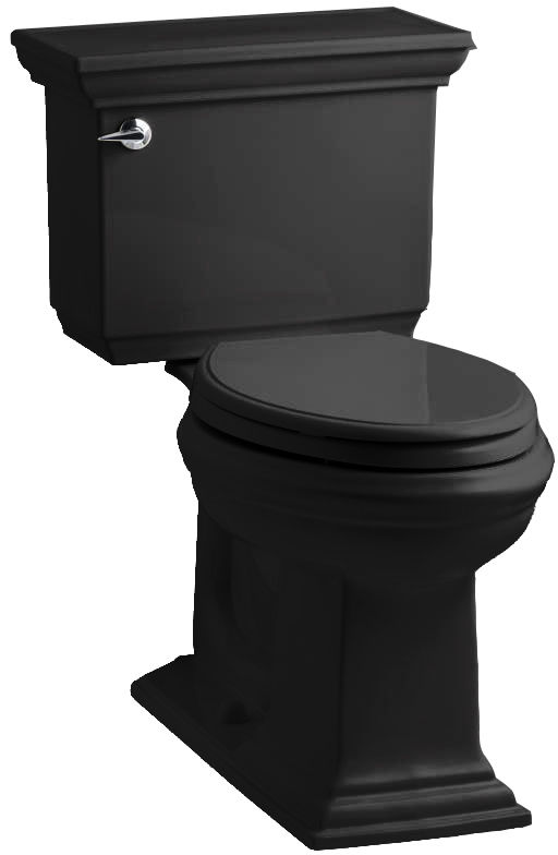 Kohler K-3817-7 Black Black Memoirs Stately 1.28 GPF Two-Piece Elongated  Comfort Height Toilet with AquaPiston Technology Seat Not Included 