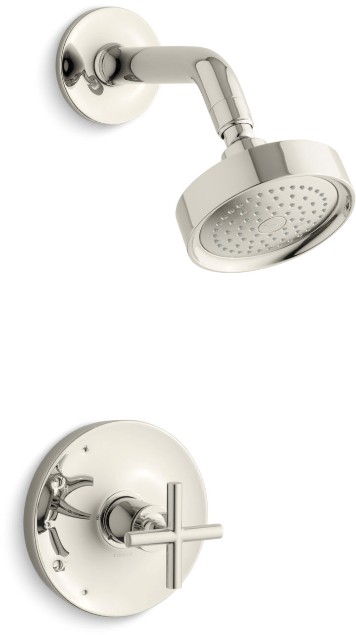 Kohler K-TS14422-3-SN Vibrant Polished Nickel Purist Shower Only Trim  Package with 2.5 GPM Single Function Shower Head with MasterClean and  Rite-Temp Technologies