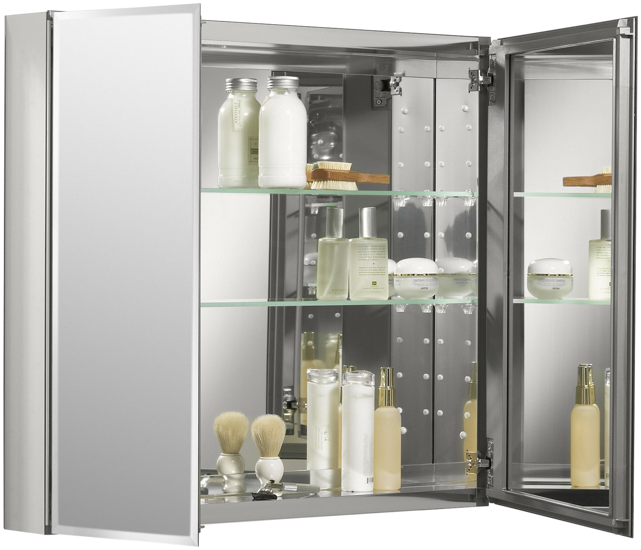 Kohler K Cb Clc3026fs Silver Aluminum 30 X 26 Double Door Kohler K Cb Clc3026fs Silver Aluminum 30 X 26 Double Door Reversible Hinge Frameless Mirrored Medicine Cabinet Faucet Com