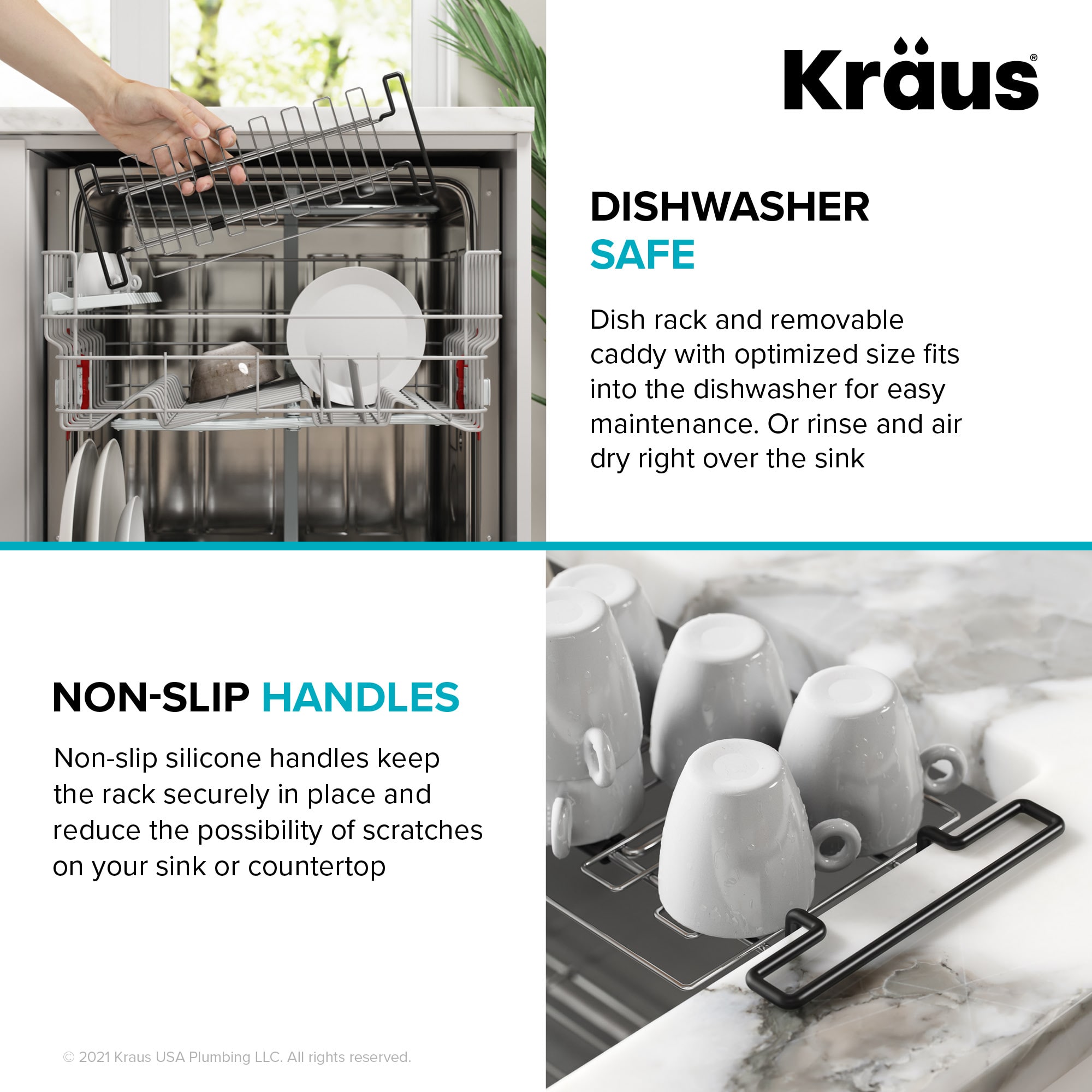 Kraus KCD 2 Stainless Steel Multipurpose Stainless Steel Kitchen Sink Large Drying Rack Sponge Holder Sink Caddy with Towel Bar Expandable 15 7 8 to 18 7 8 FaucetDirect
