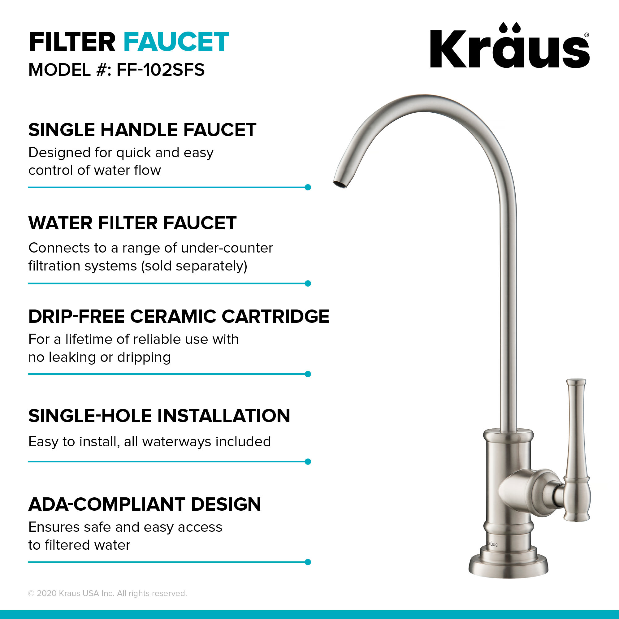 Kraus FF-102BG Allyn 100% Lead-Free Kitchen Water Filter Faucet Brushed Gold 