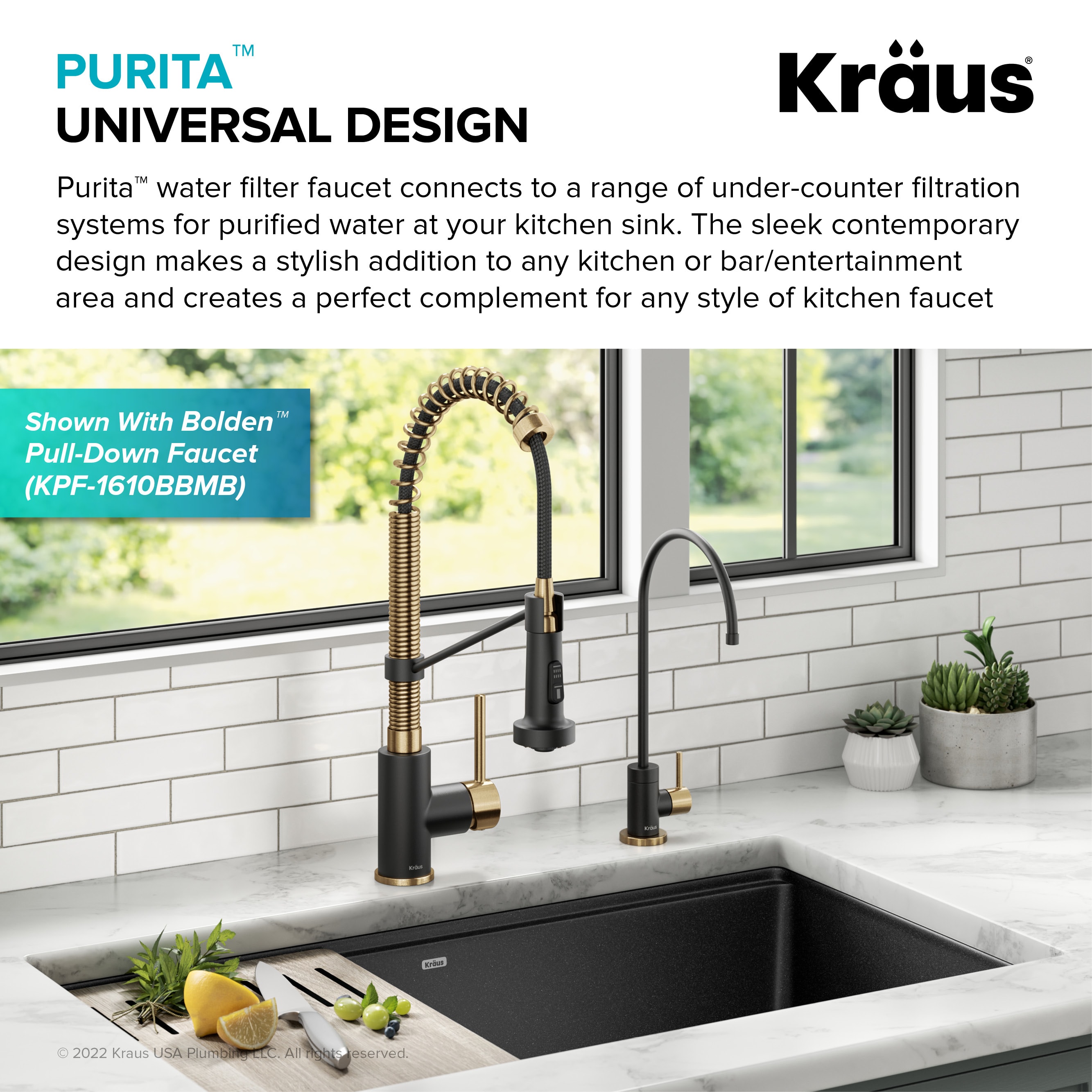 Kraus FF-100BG Purita 100 Percent Kitchen Water Filter Faucet Brushed Gold