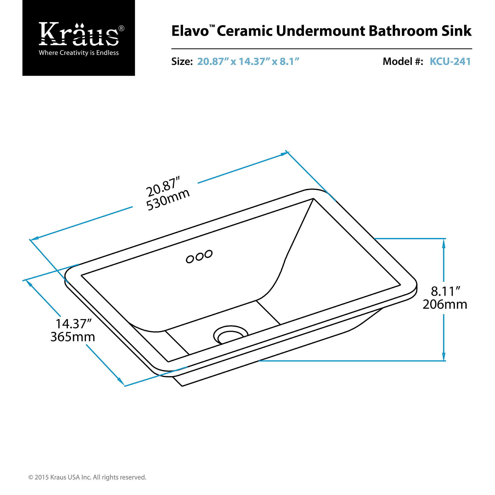 Kraus Kcu 241 White Elavo 20 7 8 Ceramic Undermount Bathroom Sink Kraus Kcu 241 White Elavo 20 7 8 Ceramic Undermount Bathroom Sink With Overflow Faucet Com