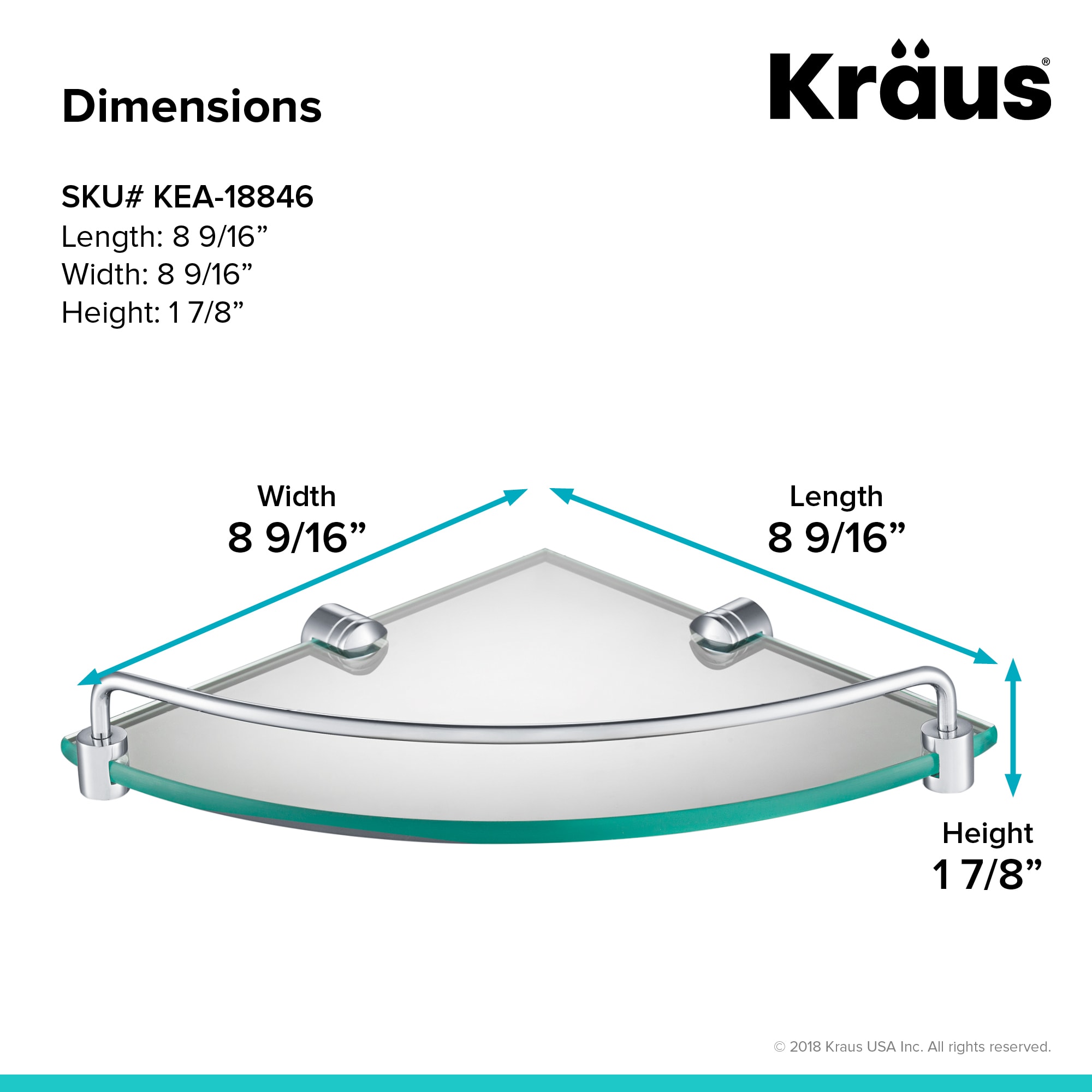 Kraus KEA-18846BN Brushed Nickel Elie 9" Brass and Glass Bathroom Shelf 