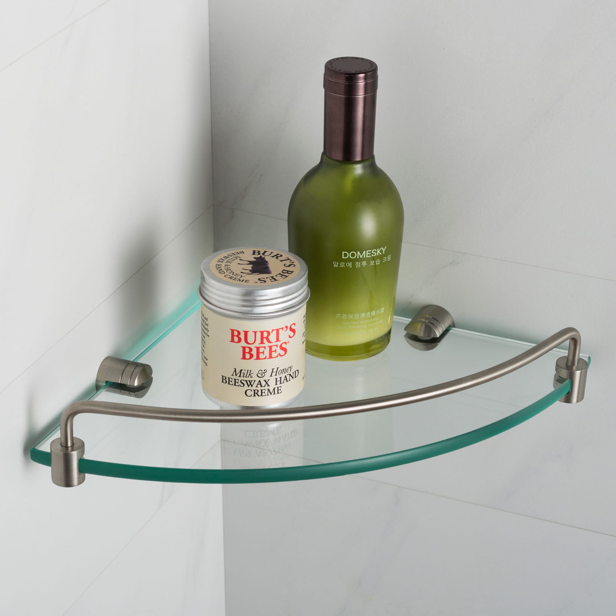 Kraus KEA-18846BN Brushed Nickel Elie 9" Brass and Glass Bathroom Shelf 